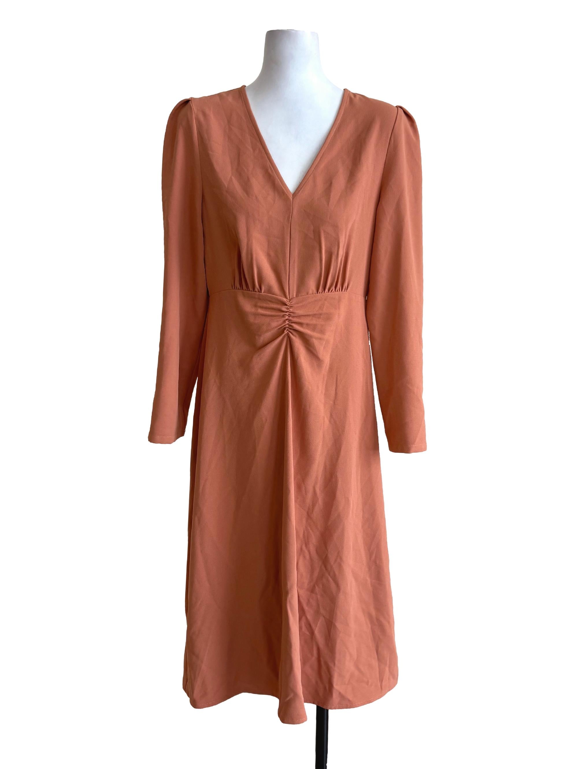 Dark Cantaloupe Ruched Dress