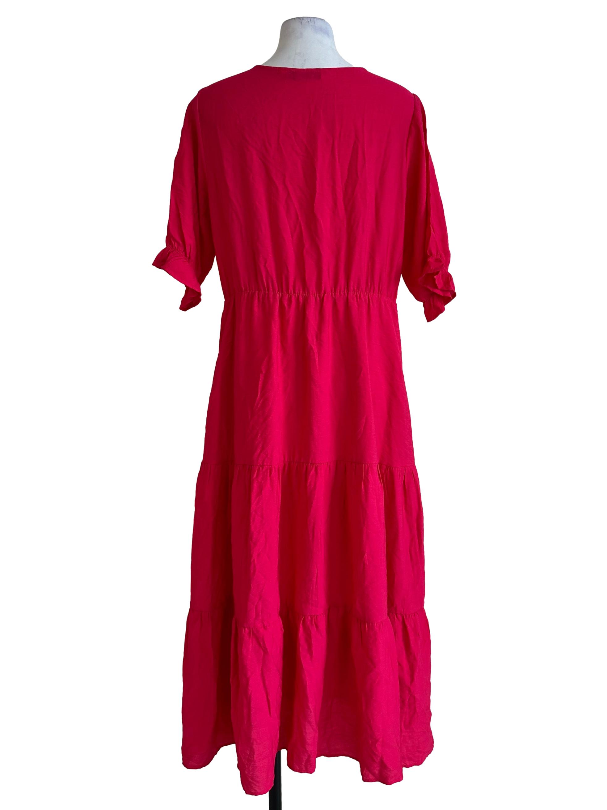 Hot Pink V Neckline Maxi Dress