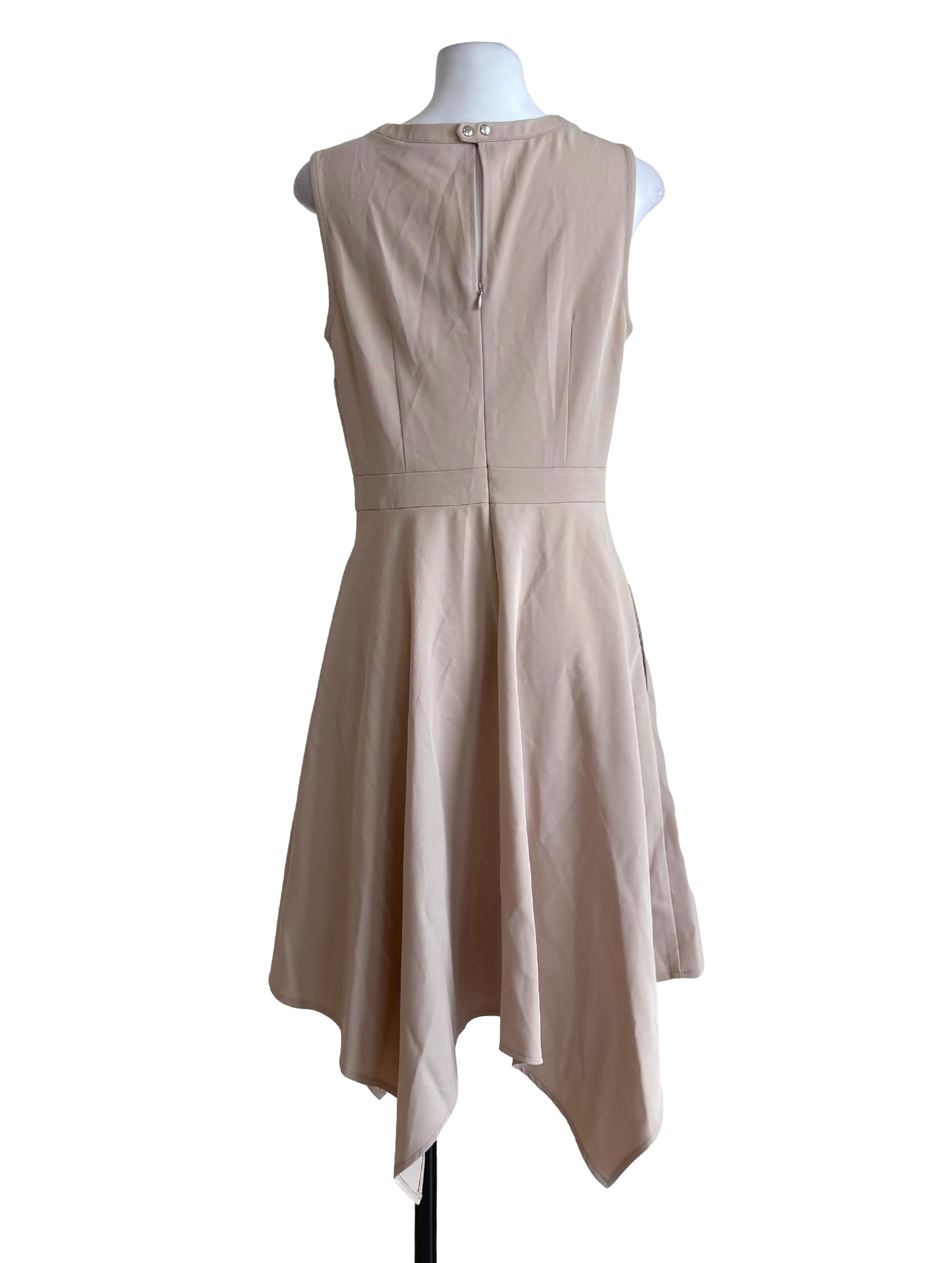 Beige Asymmetrical Wrap Dress