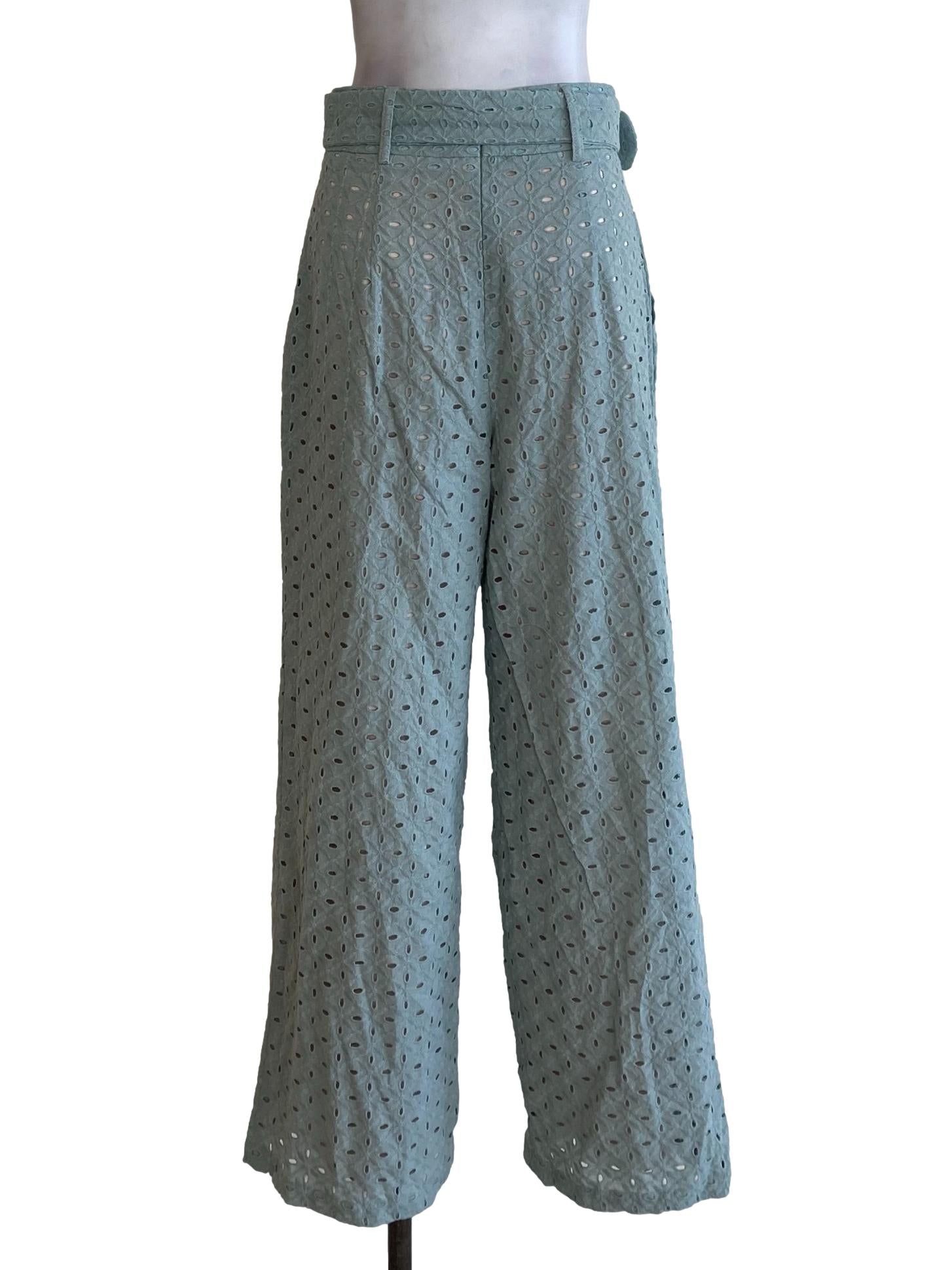 Mint Green Embroidered Pants