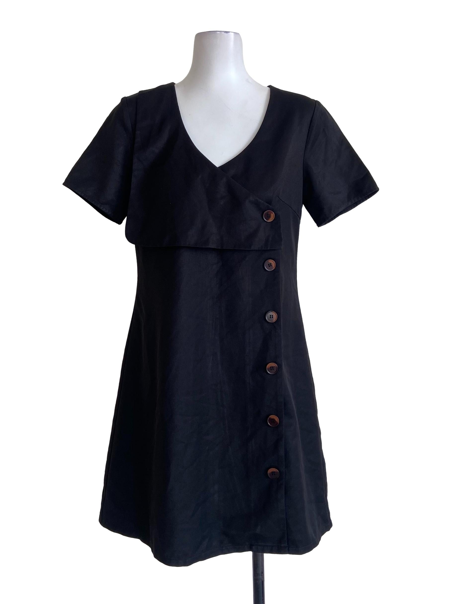 Black V Neck Shirt Dress