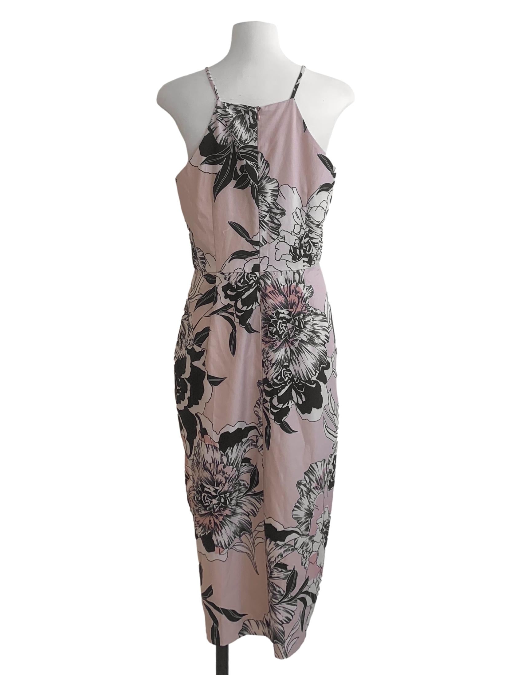 Pink Flower Pattern Sheath Dress