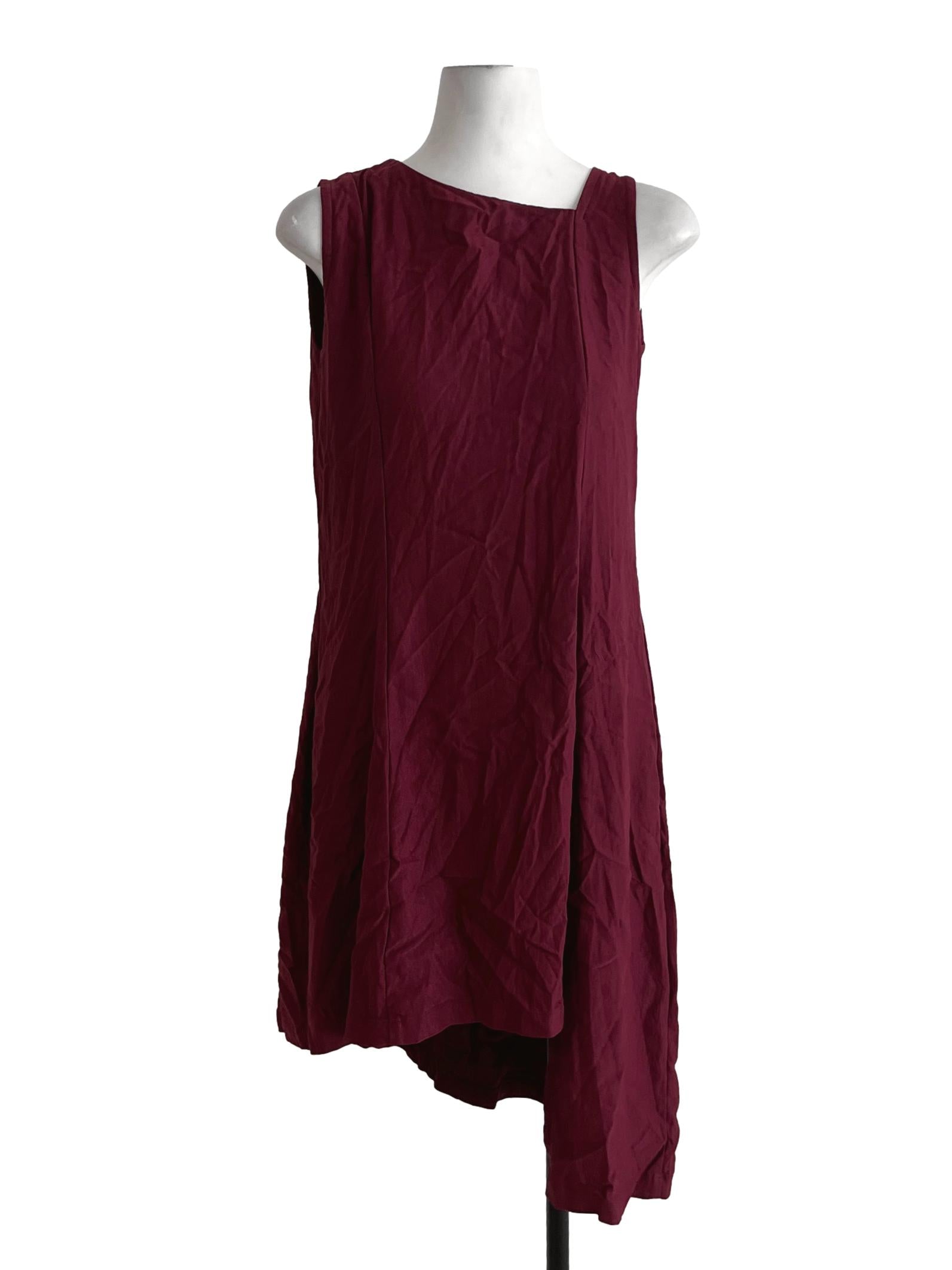 Berry Red Asymmetrical Neckline Sheath Dress