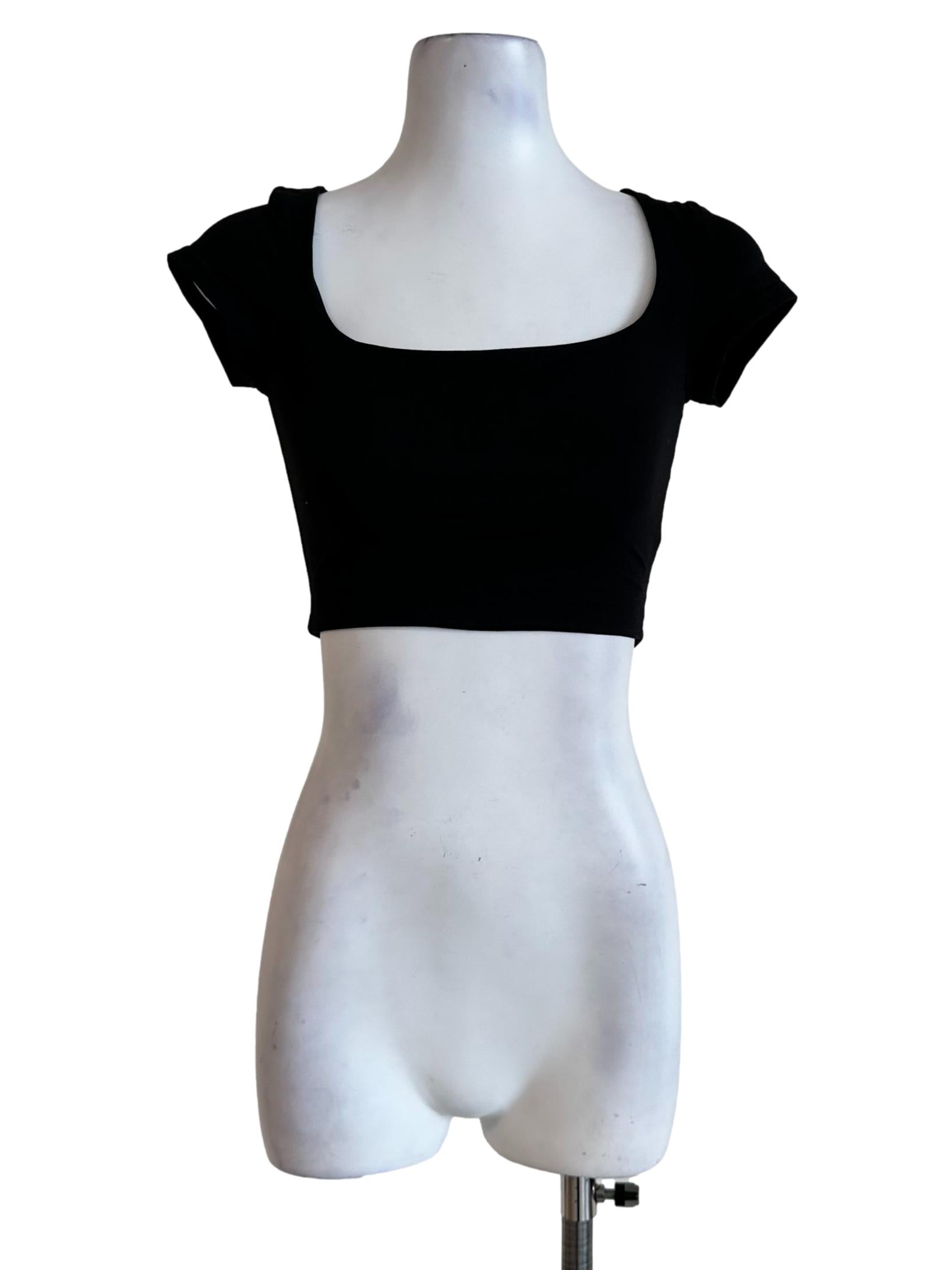 Jade Black Square Neck Crop Top