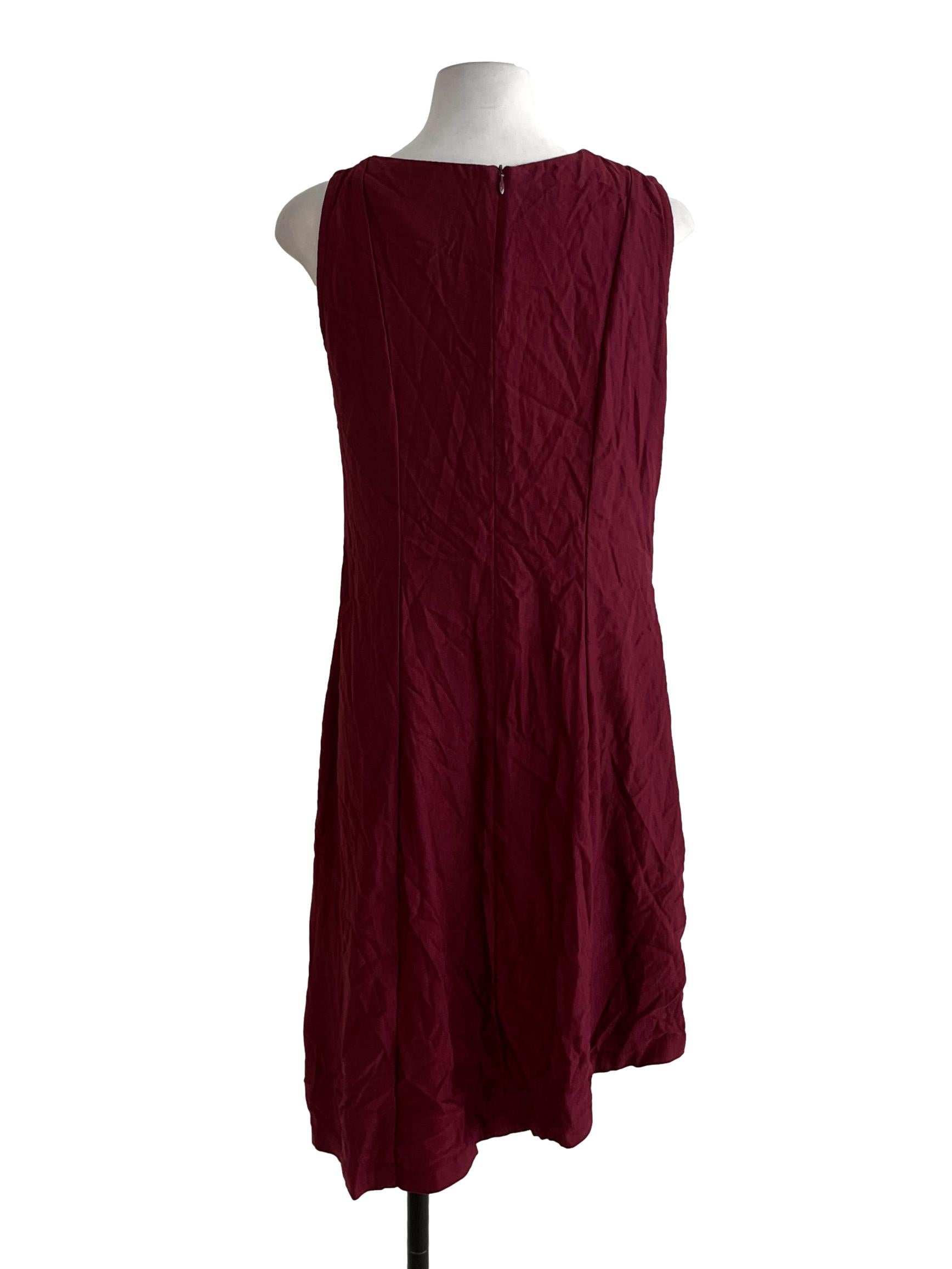 Berry Red Asymmetrical Neckline Sheath Dress