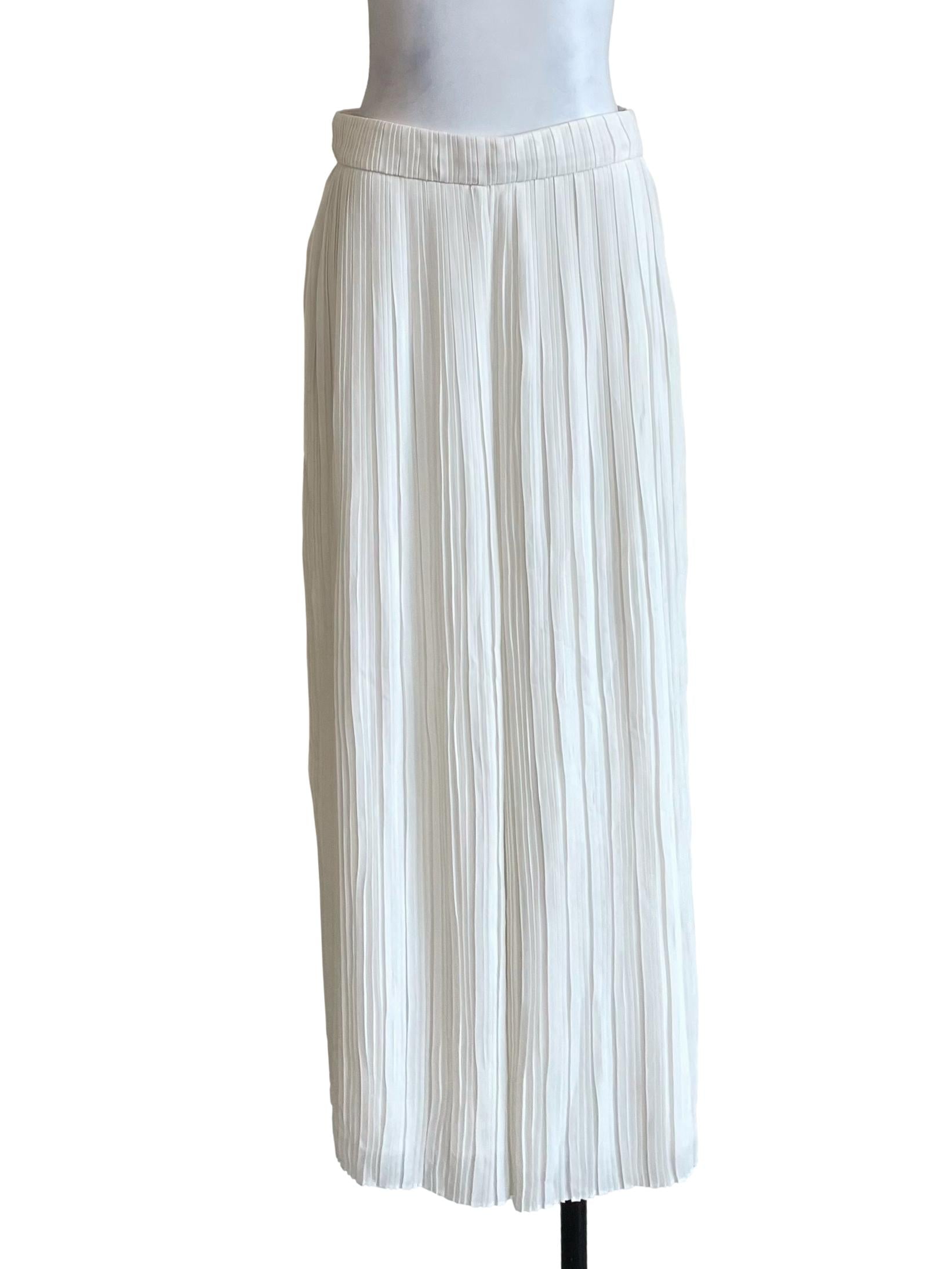 White Accordion Wide Leg Pants