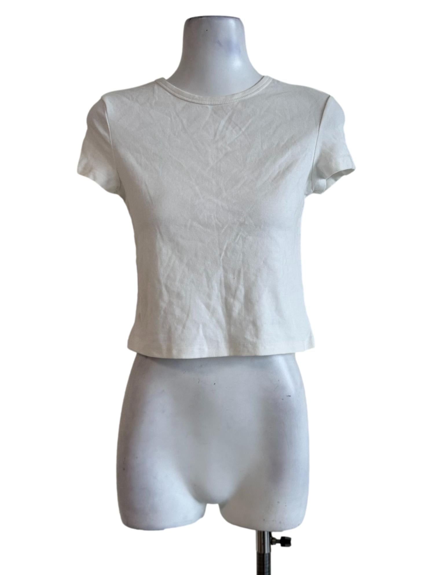 Daisy White Round Neck Top