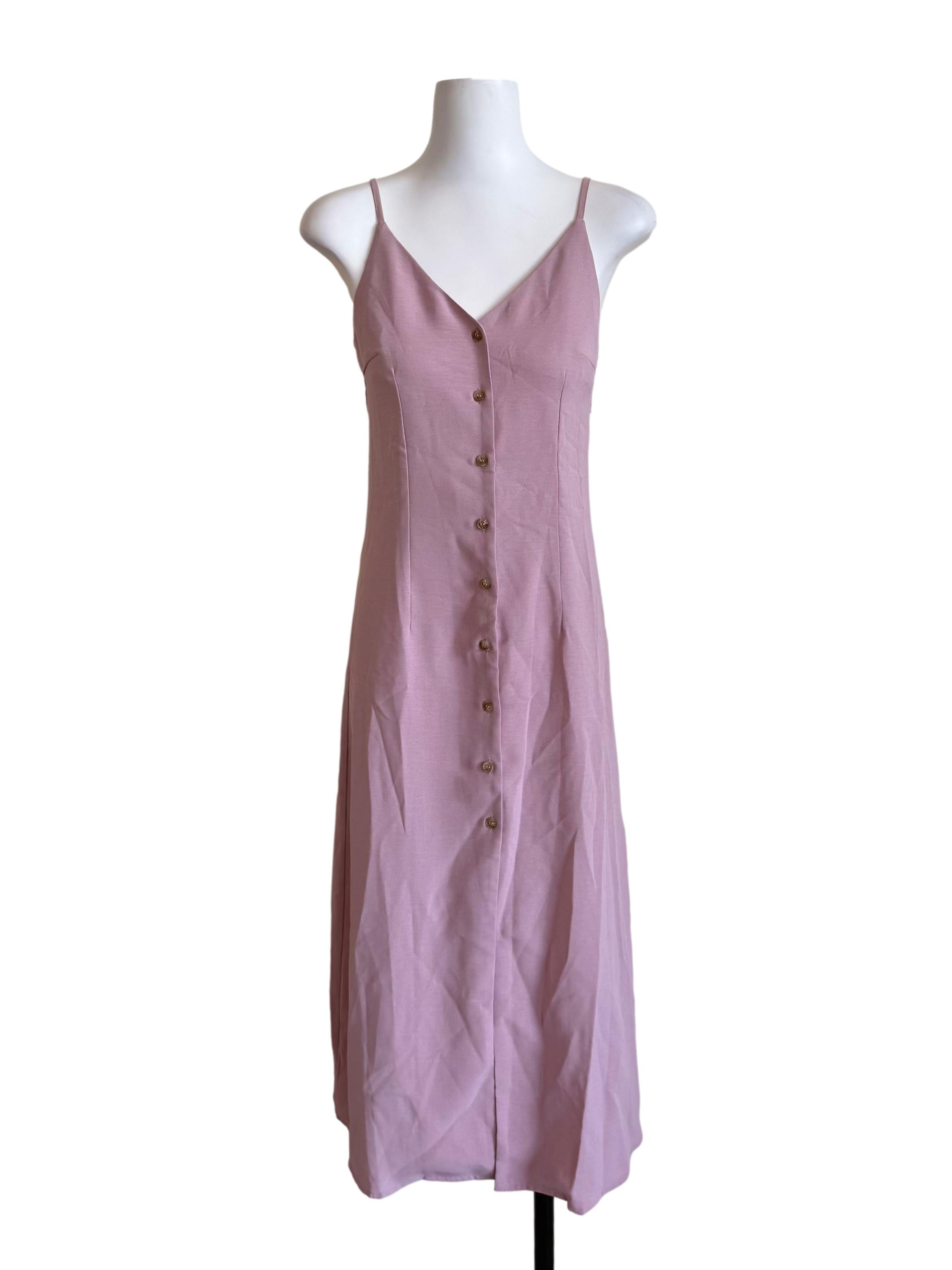 Dull Pink Button Down Cami Dress