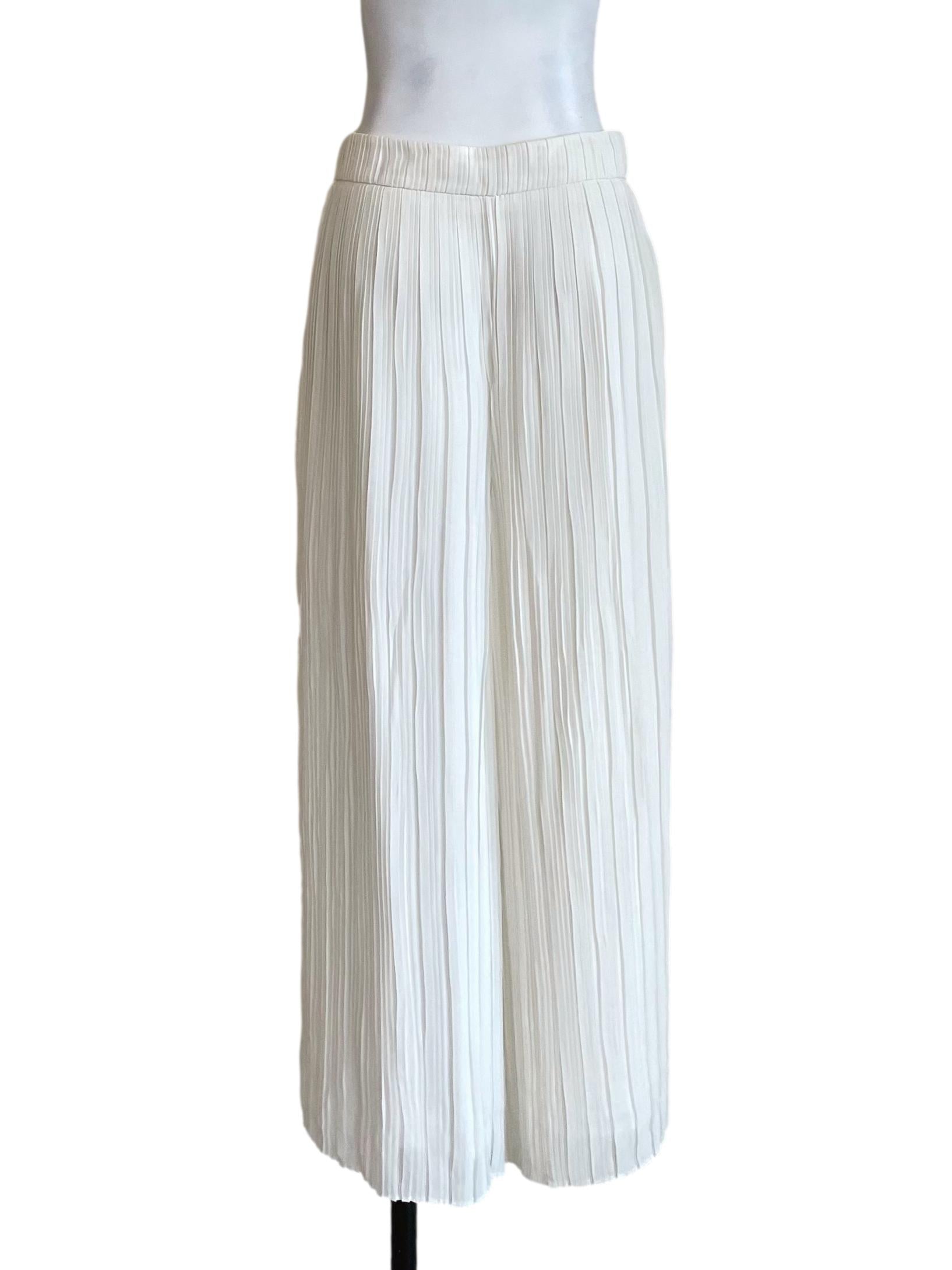 White Accordion Wide Leg Pants