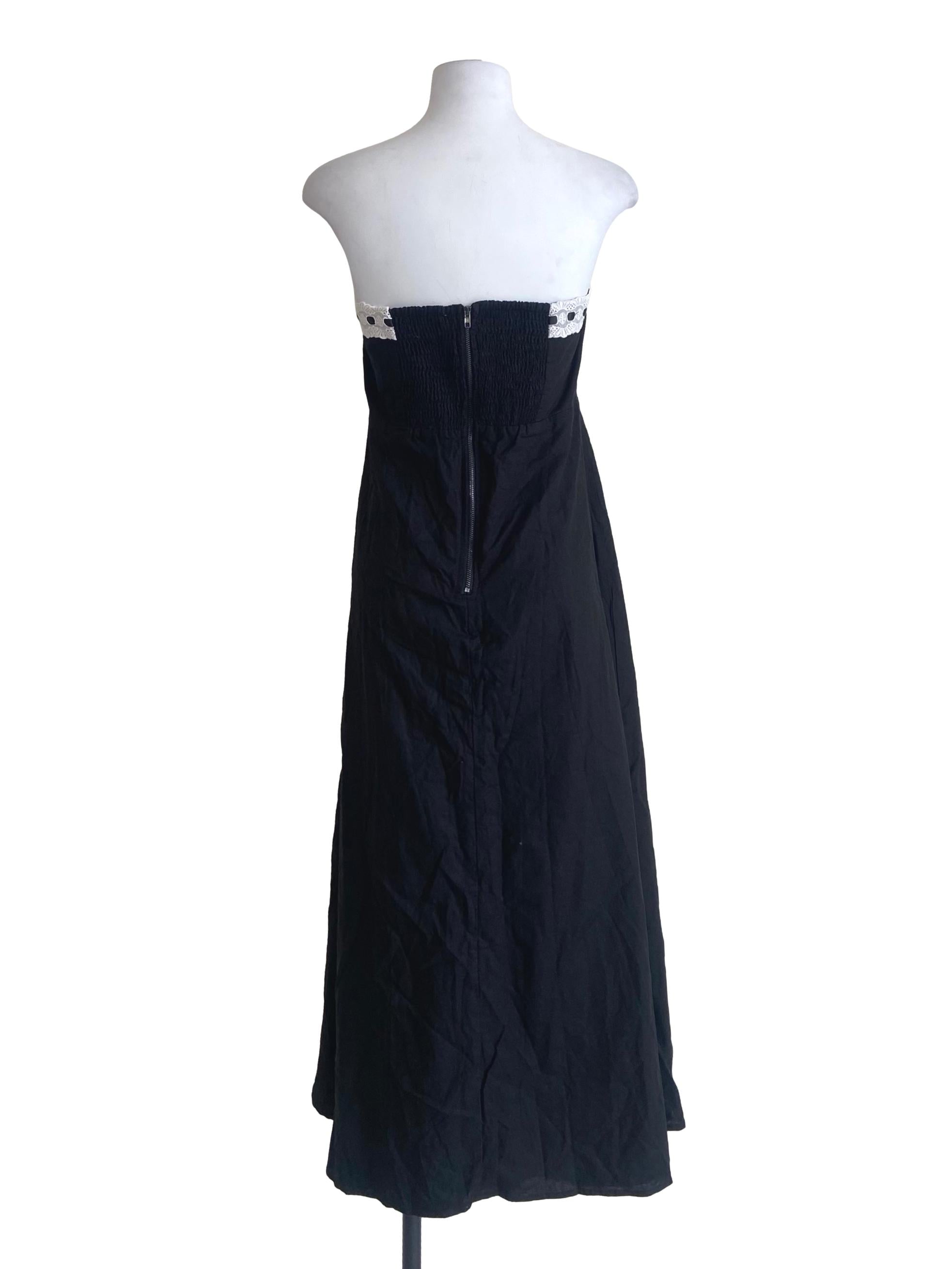 Black Strapless Lace Hem Dress