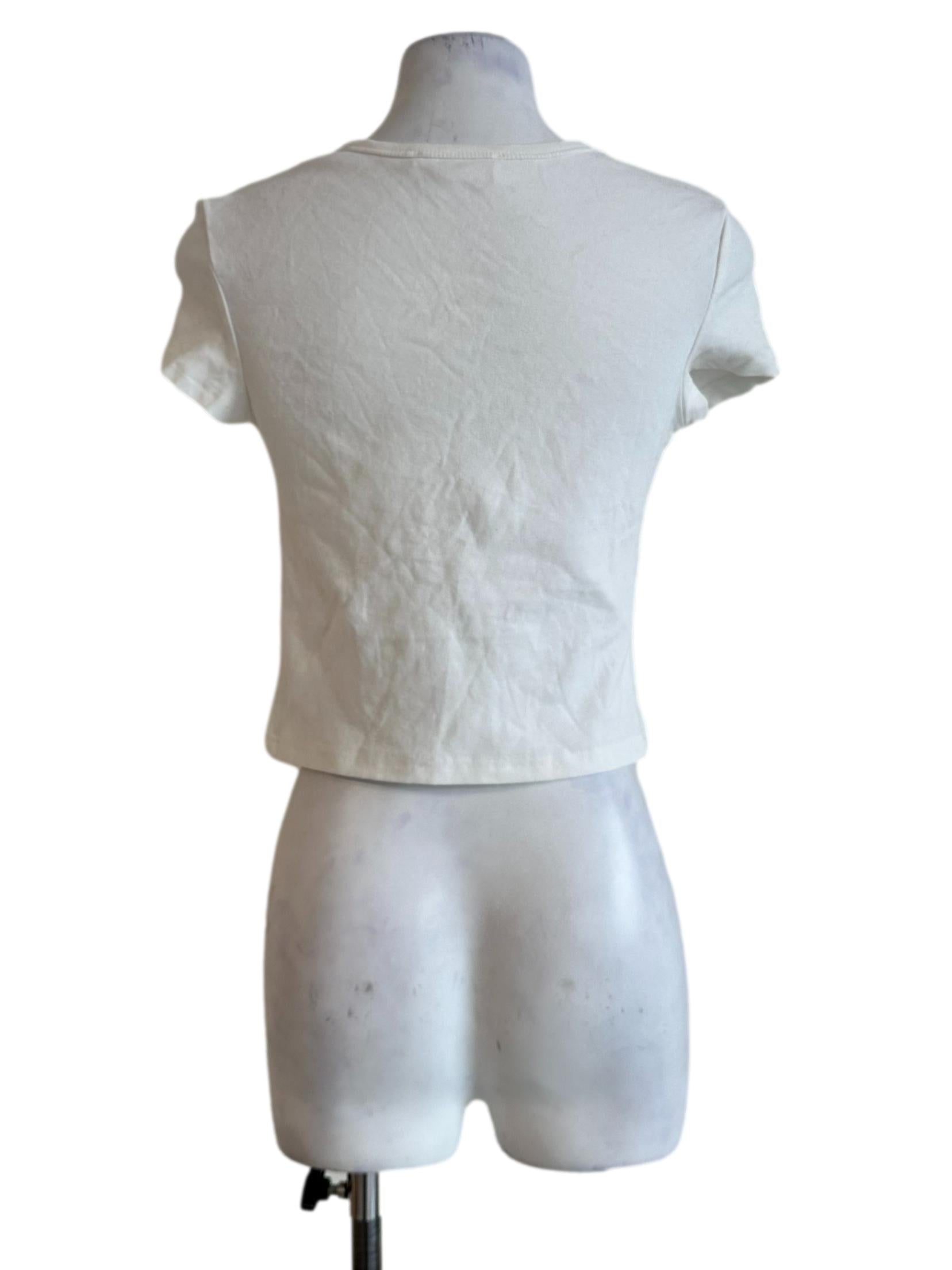 Daisy White Round Neck Top