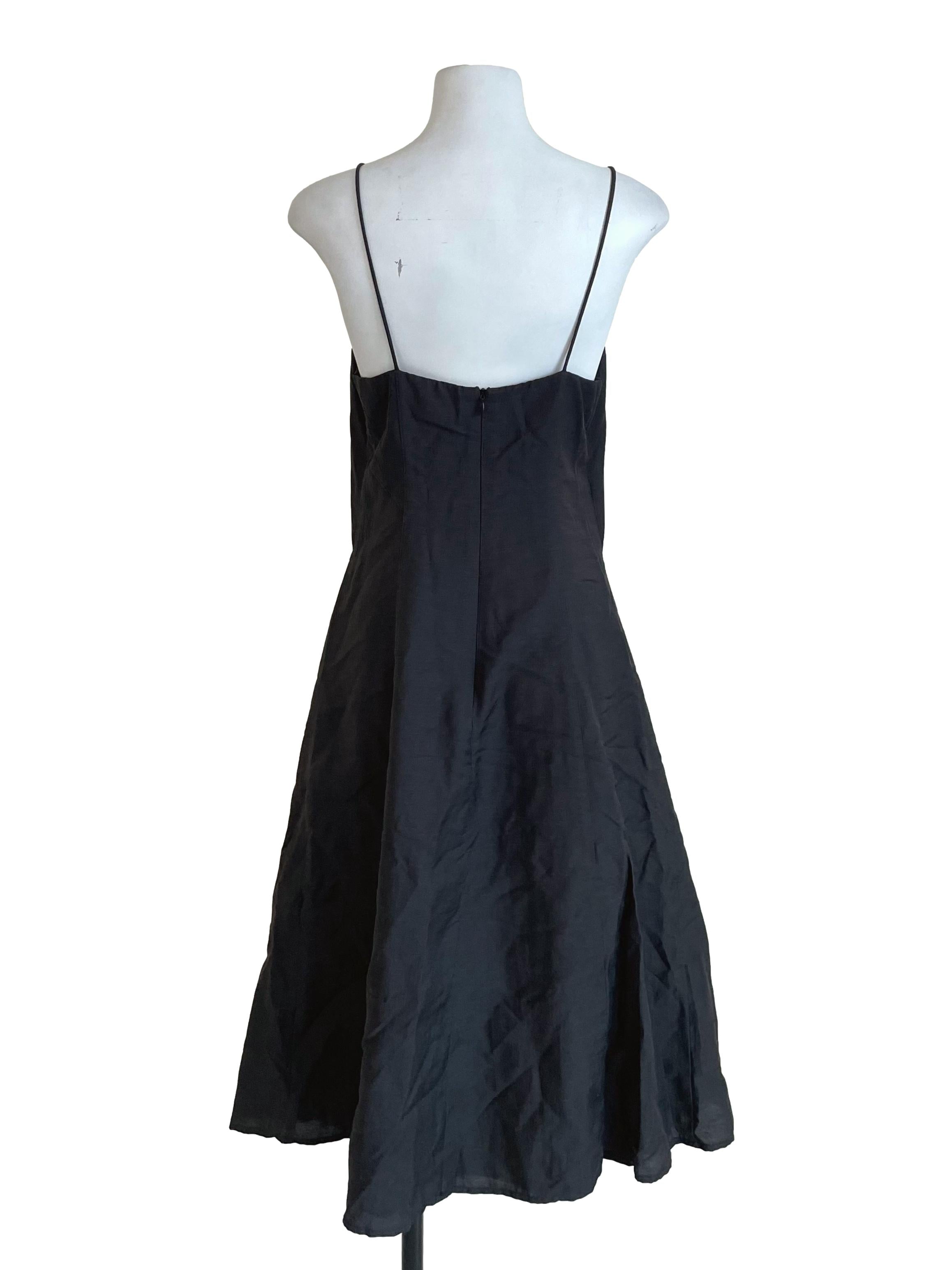 Shadow Black Open Waist Sweetheart Slip Dress