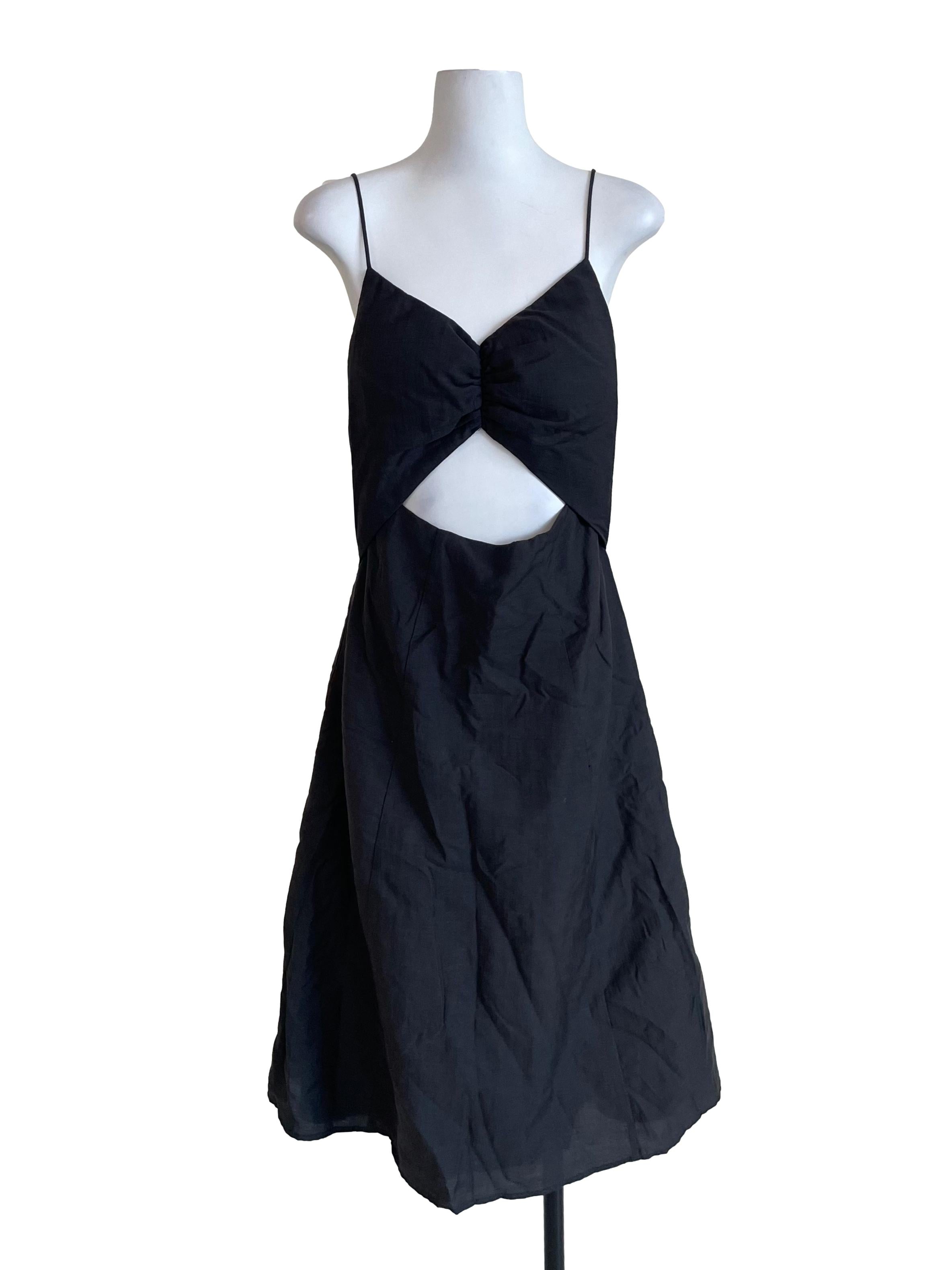 Shadow Black Open Waist Sweetheart Slip Dress