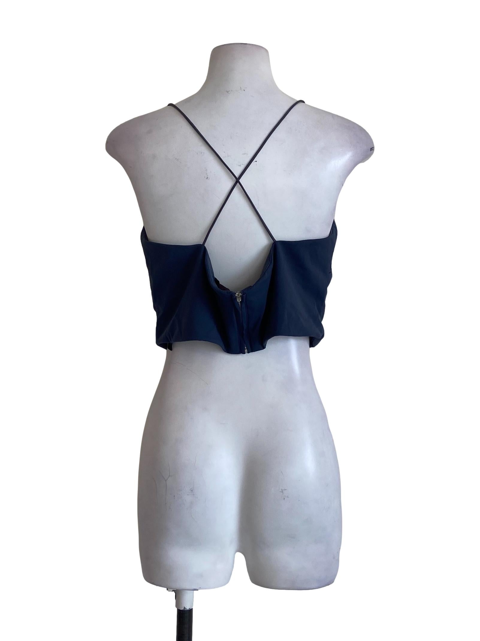 Porpoise Grey Spaghetti Straps Crop Top