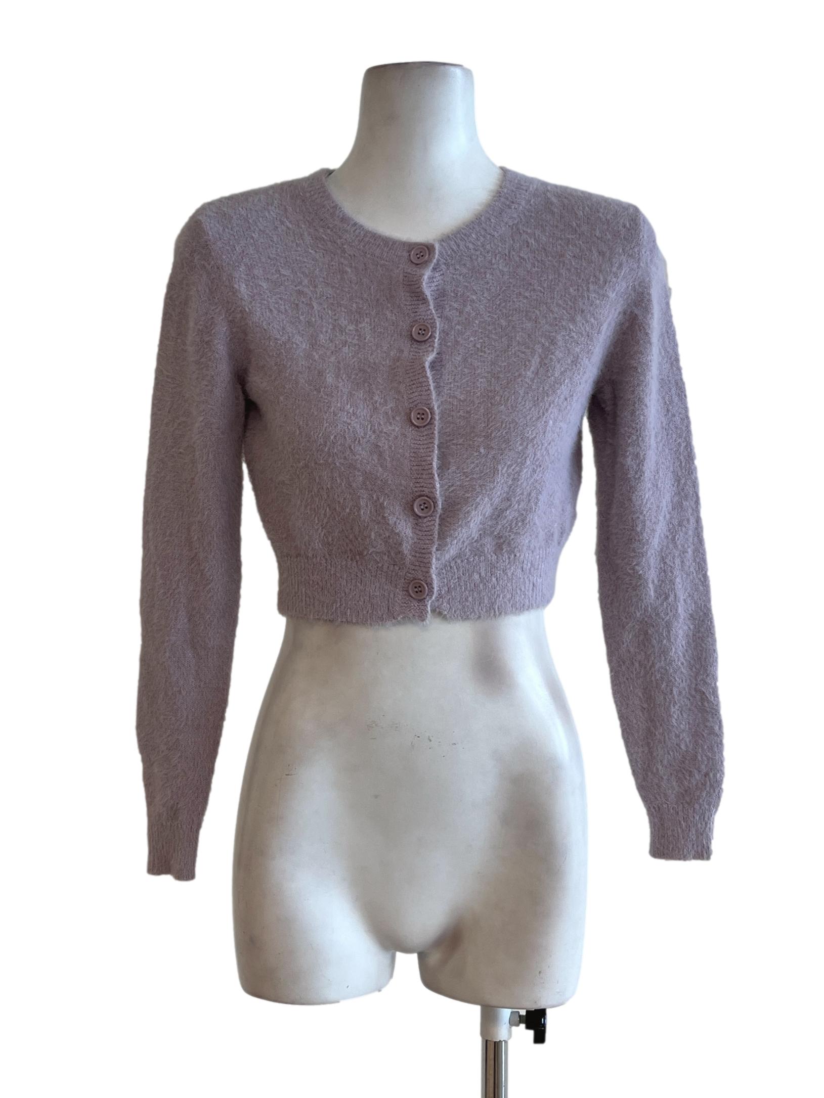 Periwinkle Purple Fluffy Crop Top Cardigans