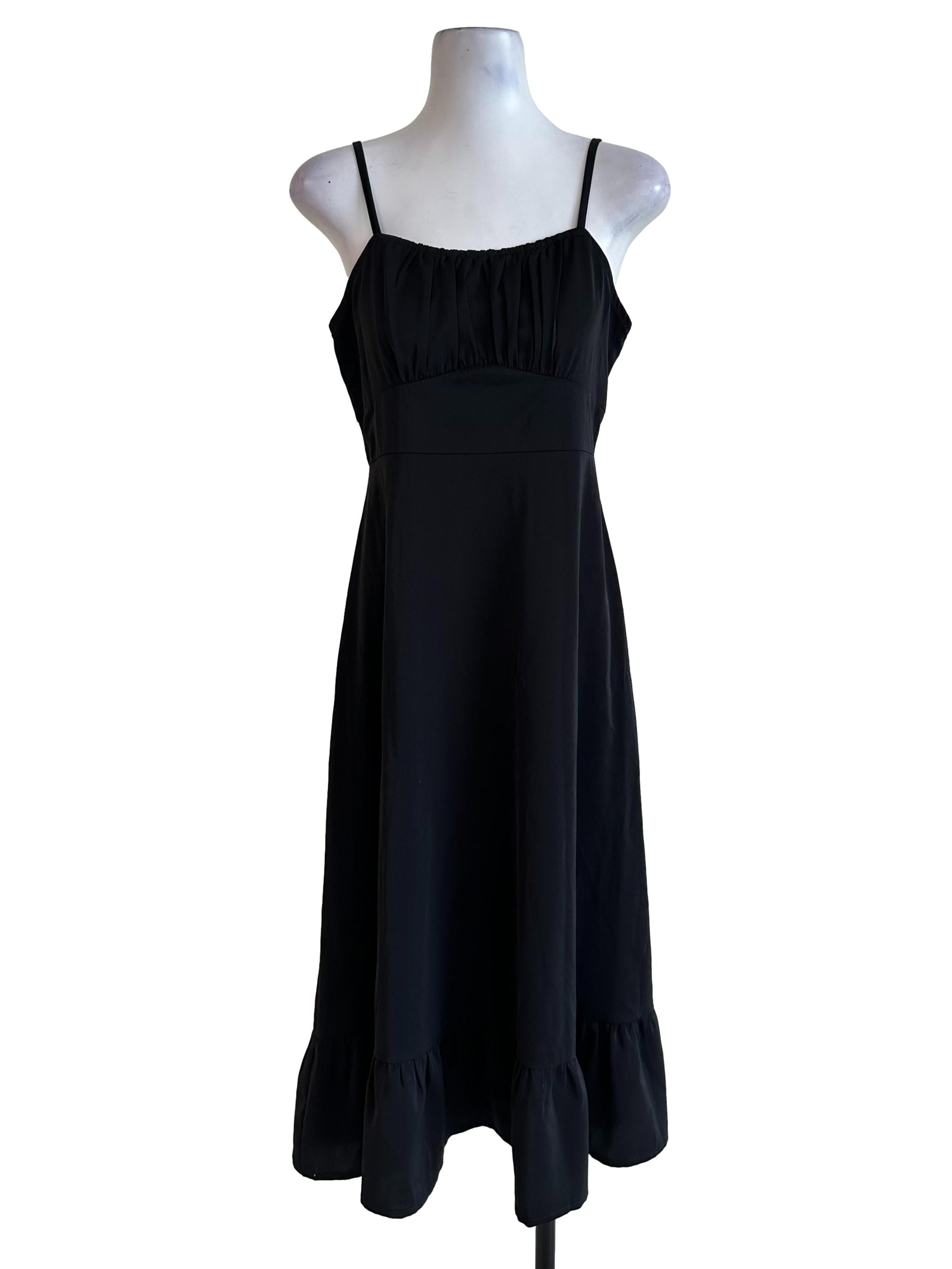 Raven Black Sleeveless Midi Dress