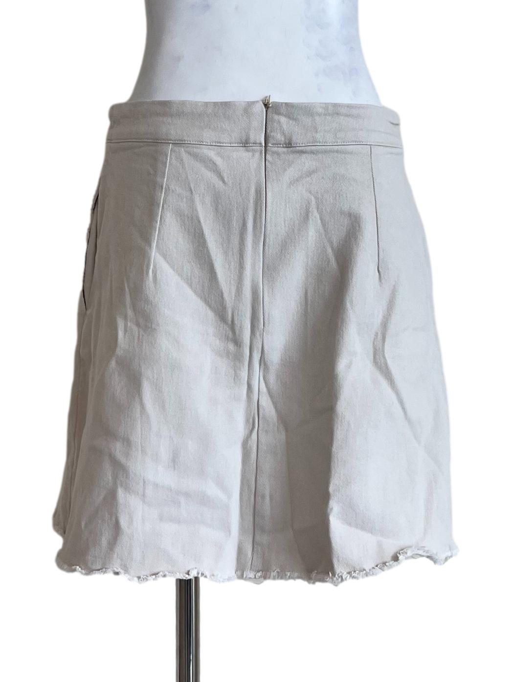 Light Cream Jeans Zip Skirt