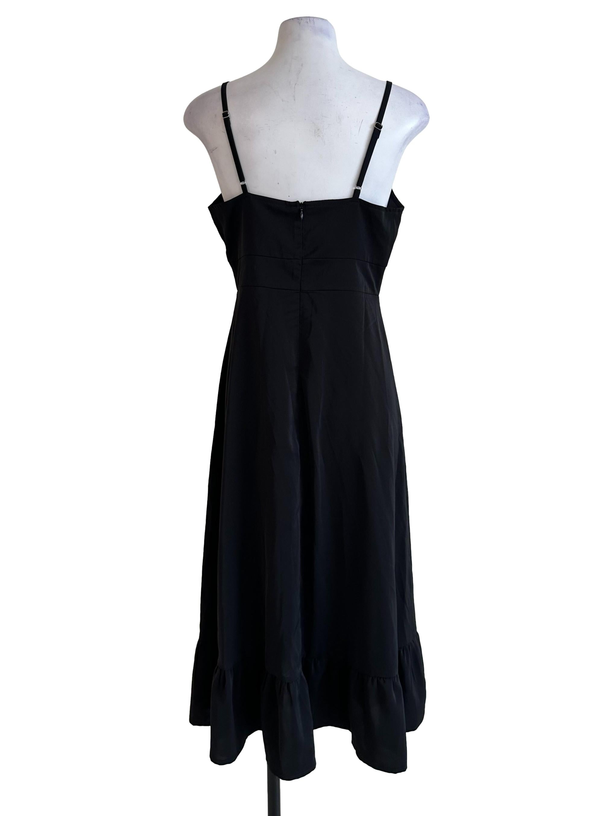 Raven Black Sleeveless Midi Dress