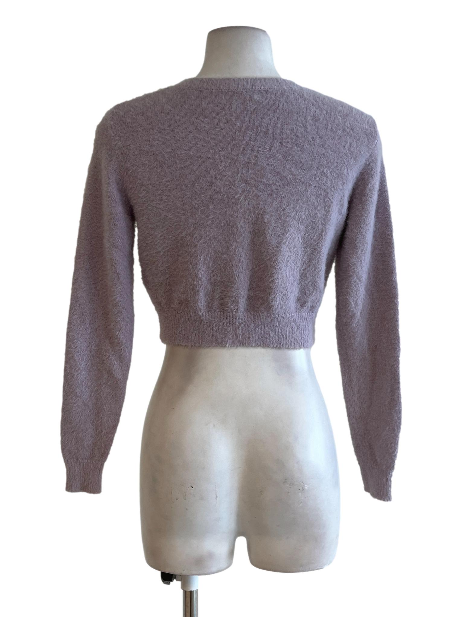 Periwinkle Purple Fluffy Crop Top Cardigans