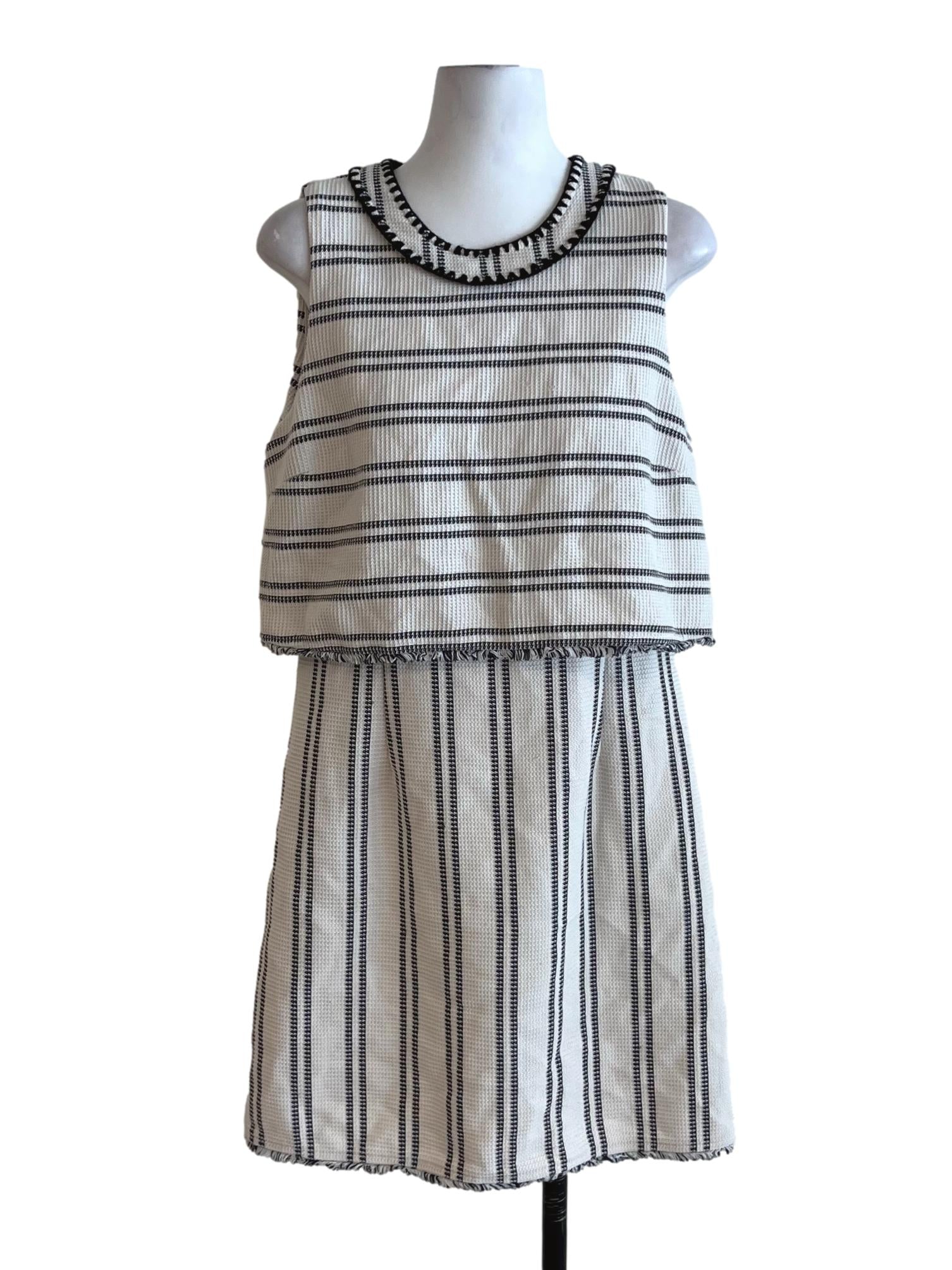 White Jewel Neckline A-Line Dress