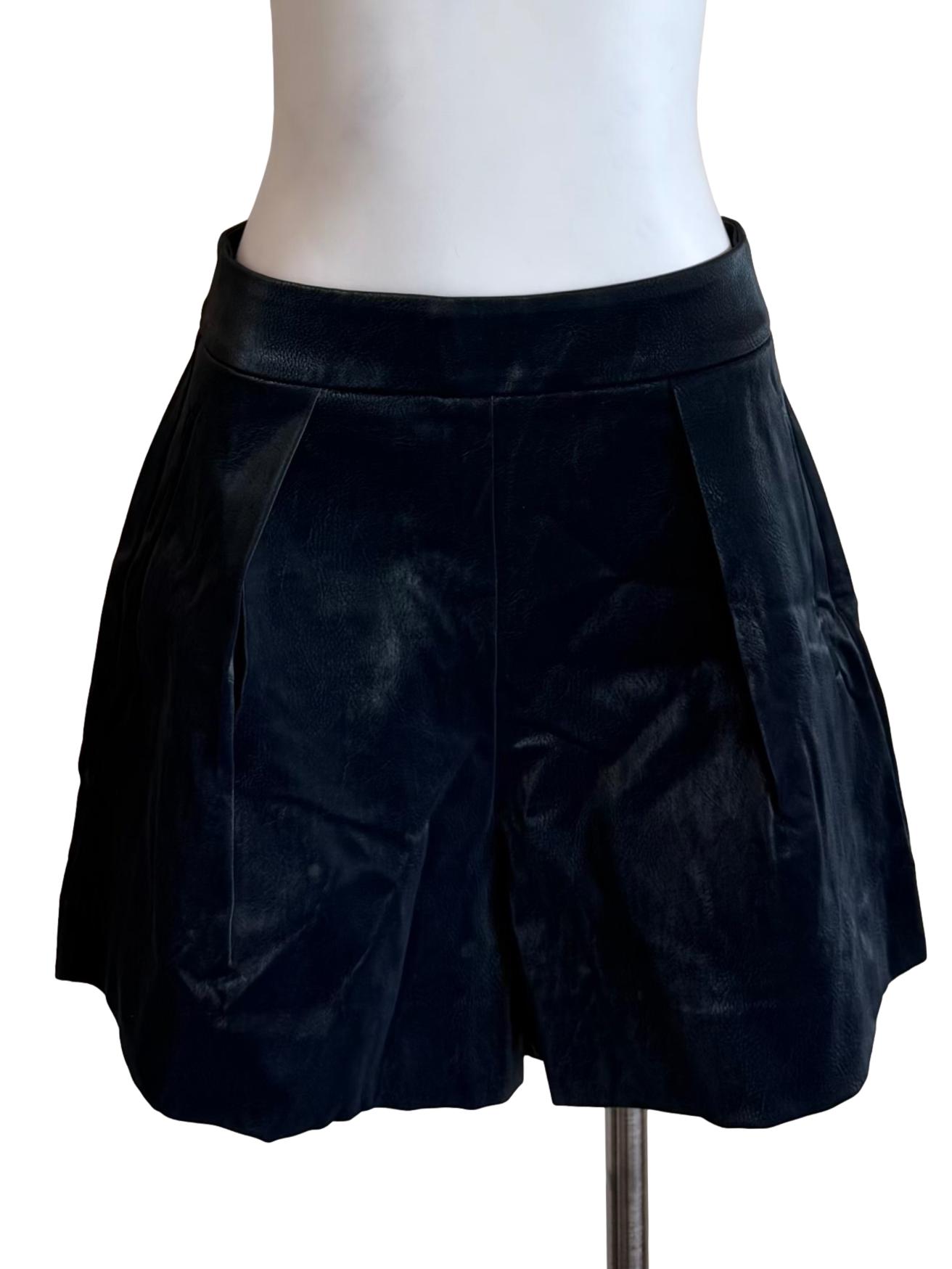 Dark Navy Textured Pleated Shorts
