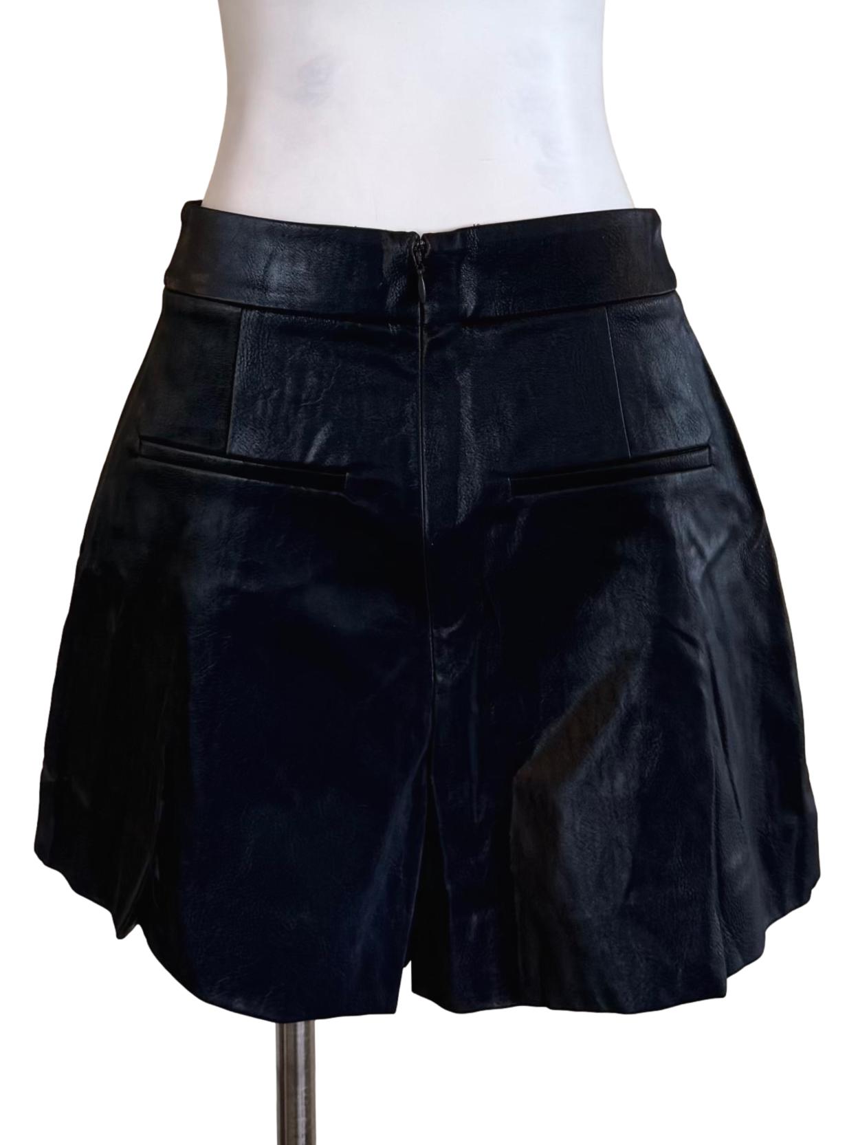 Dark Navy Textured Pleated Shorts