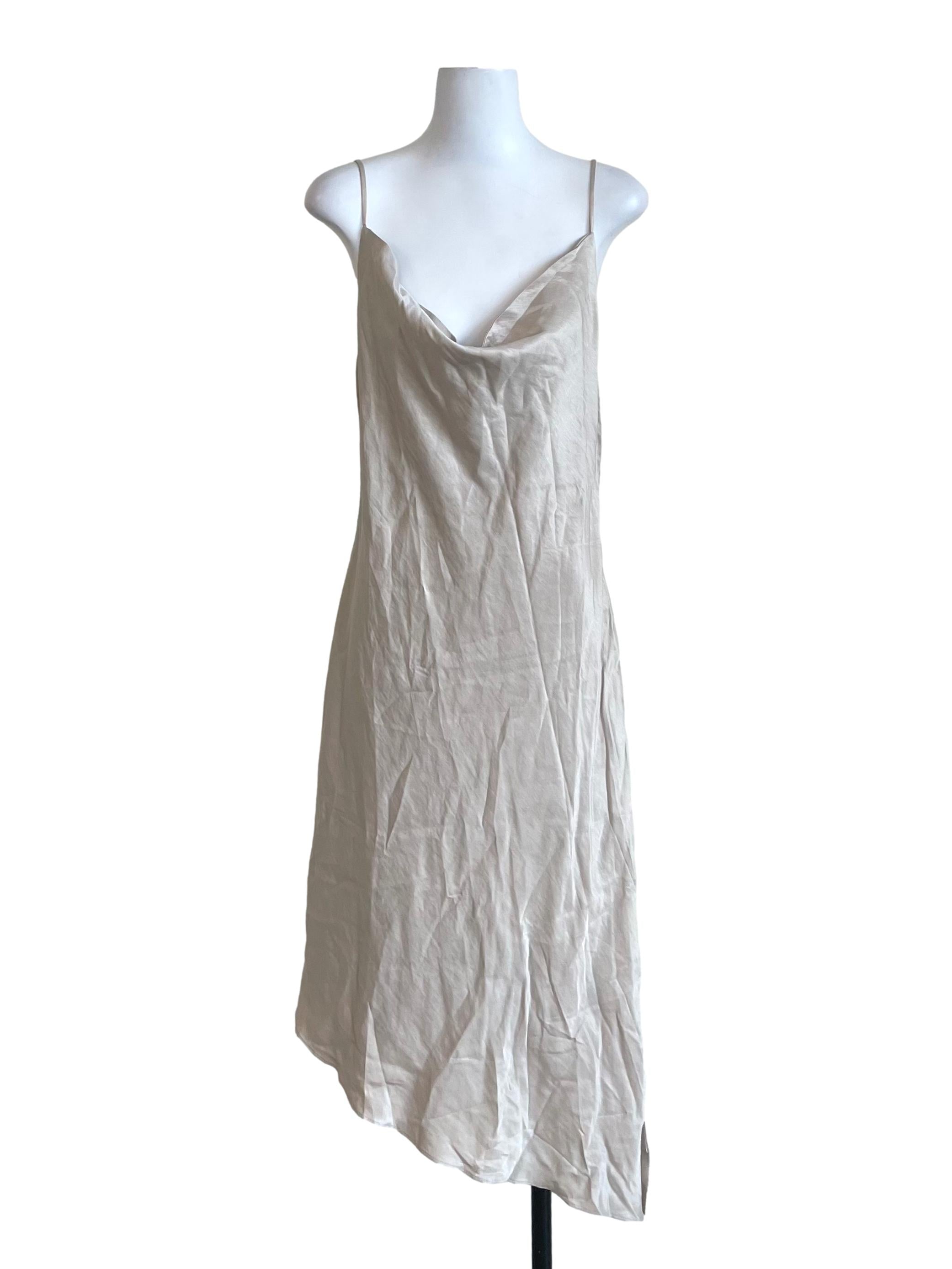 Champagne Satin Asymmetrical Dress