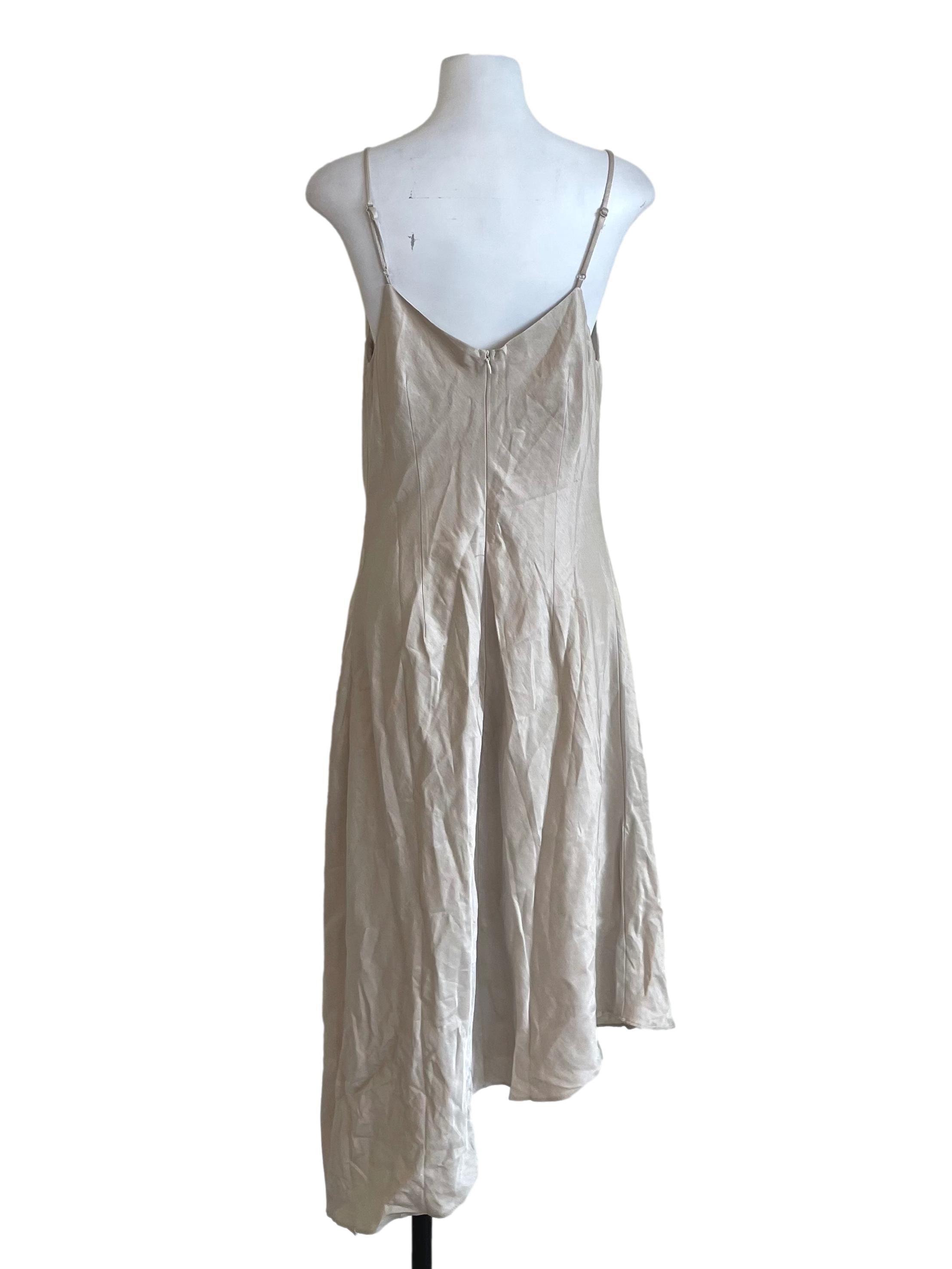Champagne Satin Asymmetrical Dress