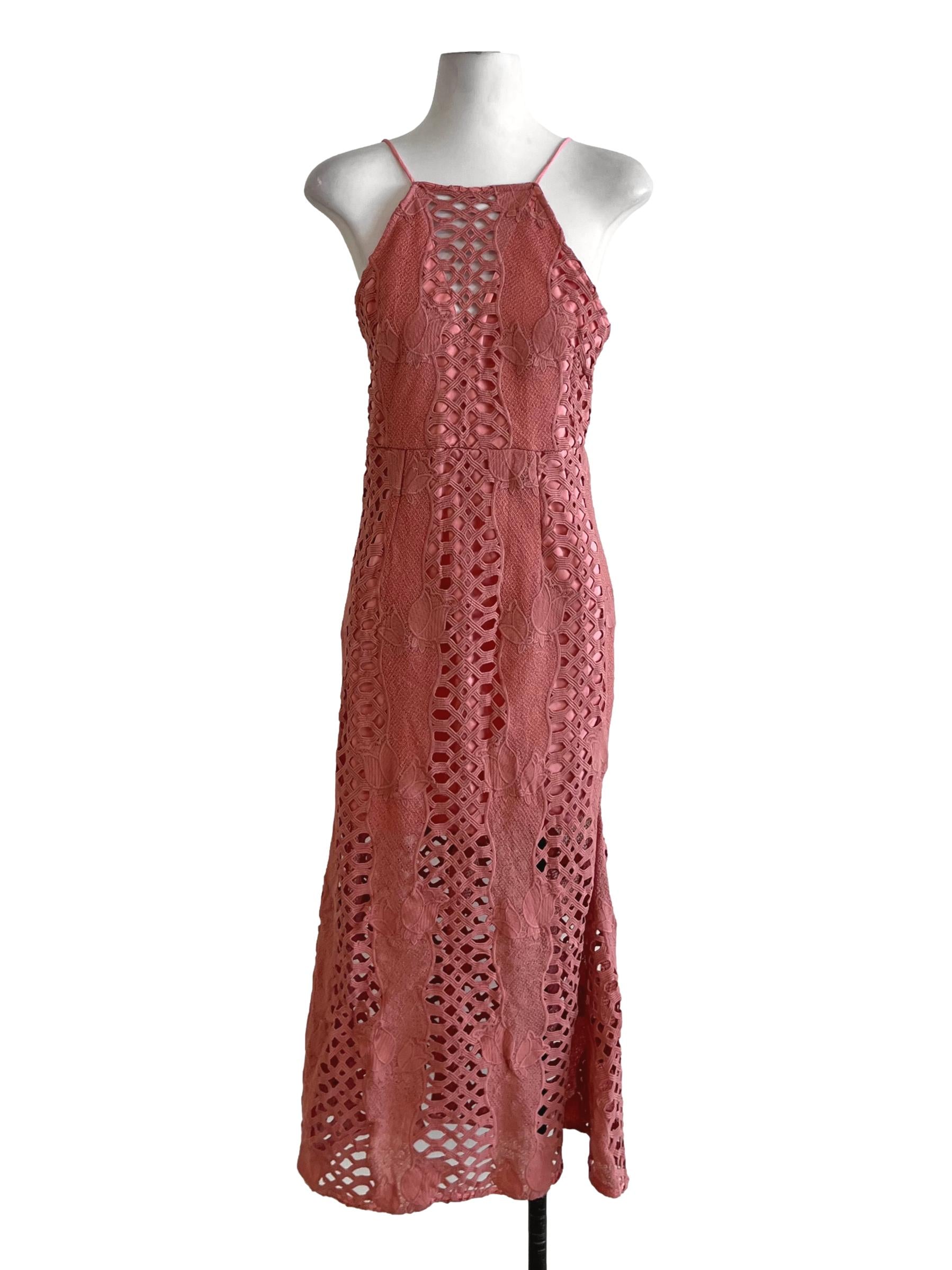 Blush Pink Lace A-Line Dress