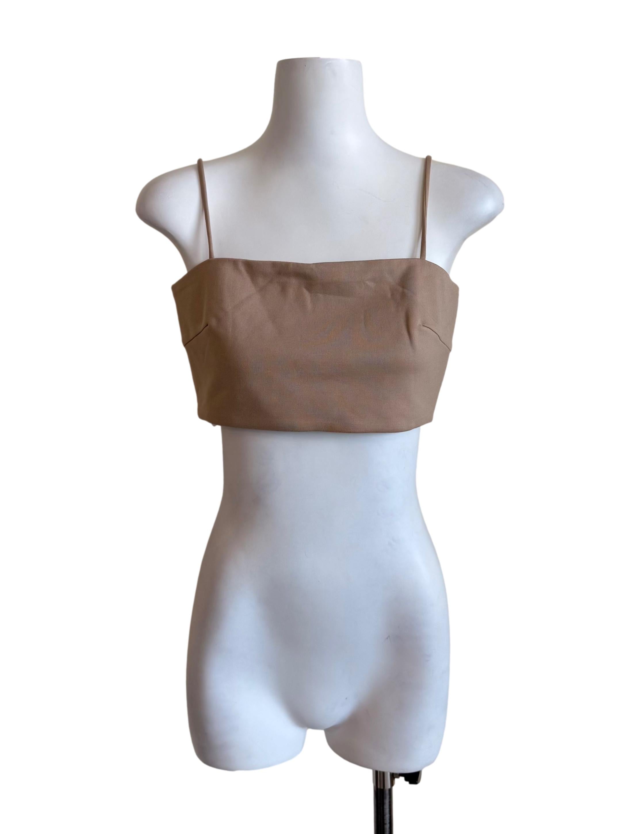 Nude Cropped Spaghetti Strap Top