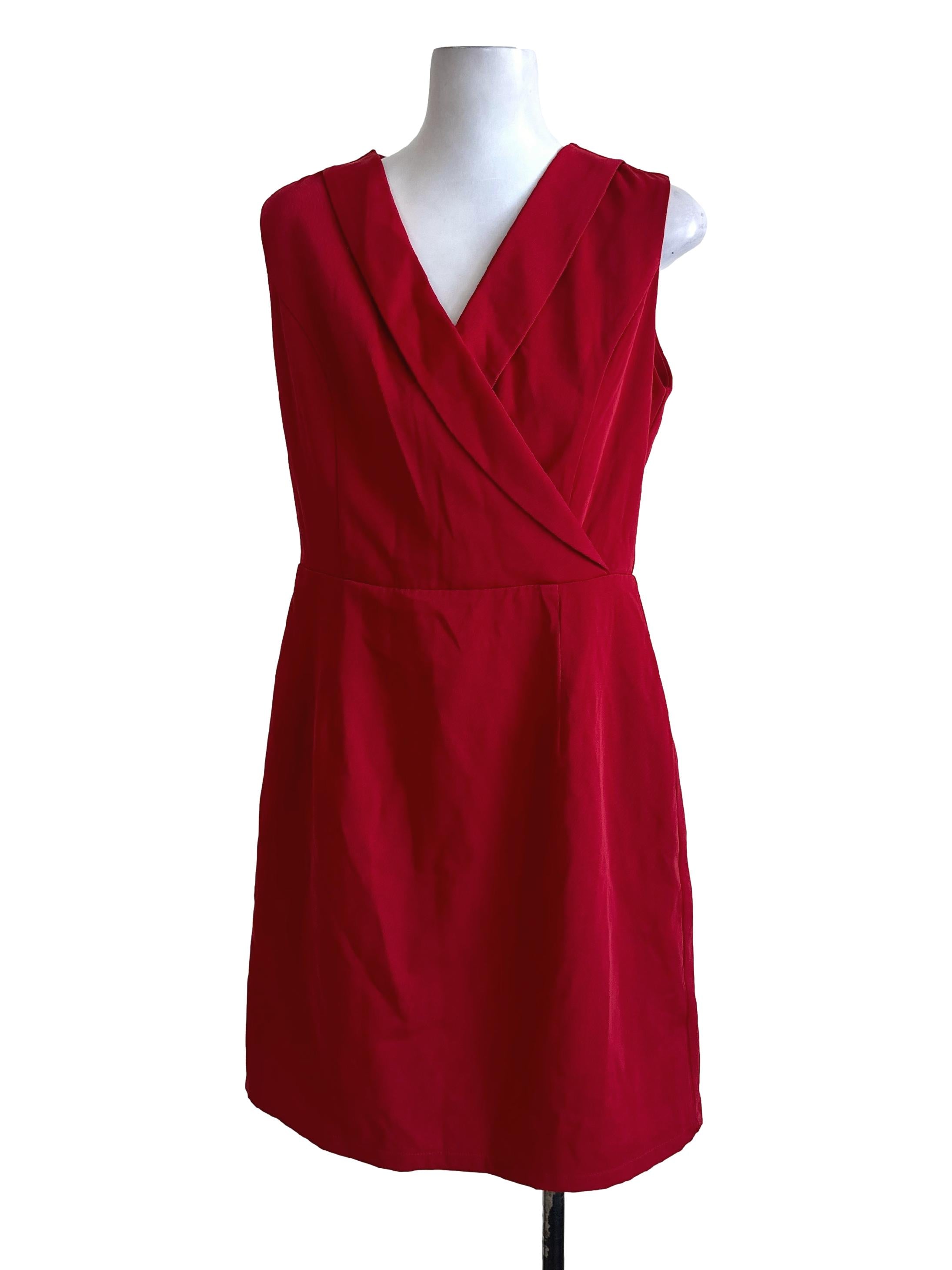 Chilli Red V Neck A Line Dress