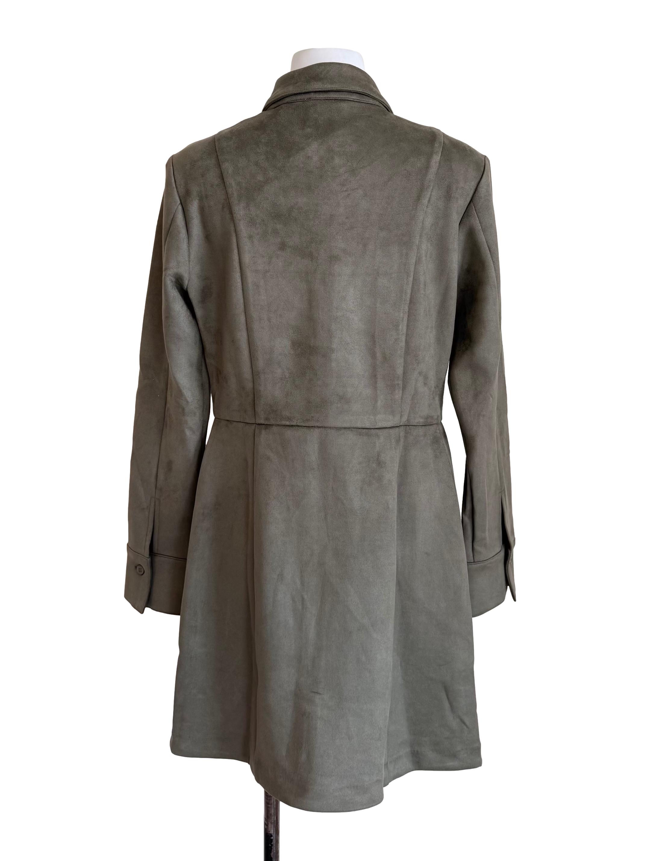 Warm Sage Suede Shirt Dress