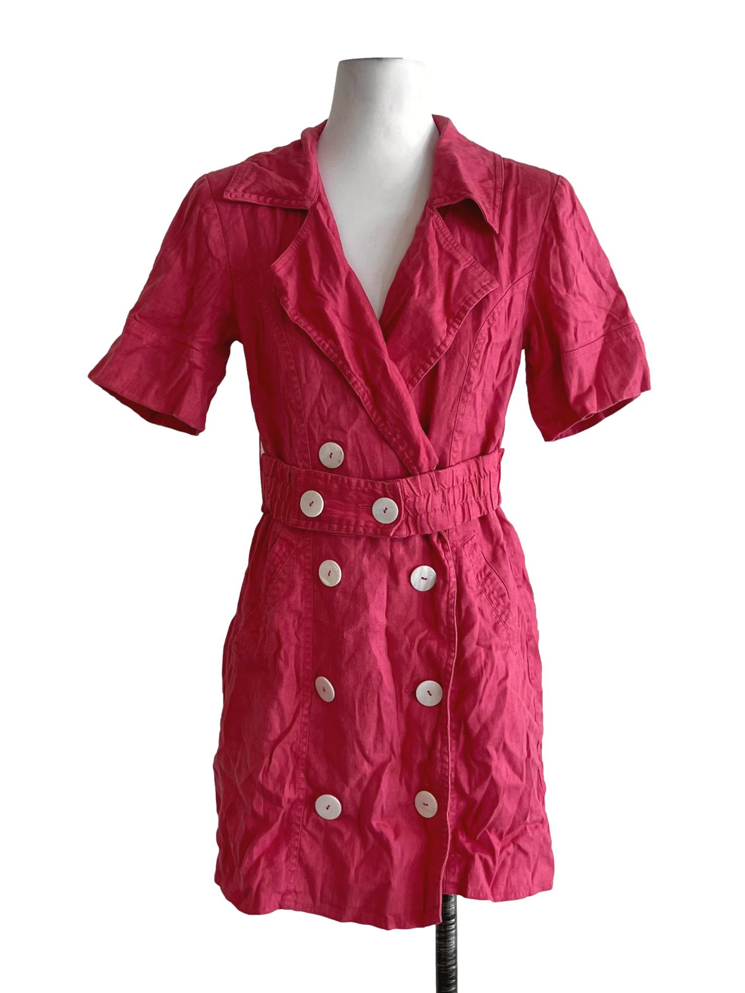 Punch Pink Wing Collar Empire Dress