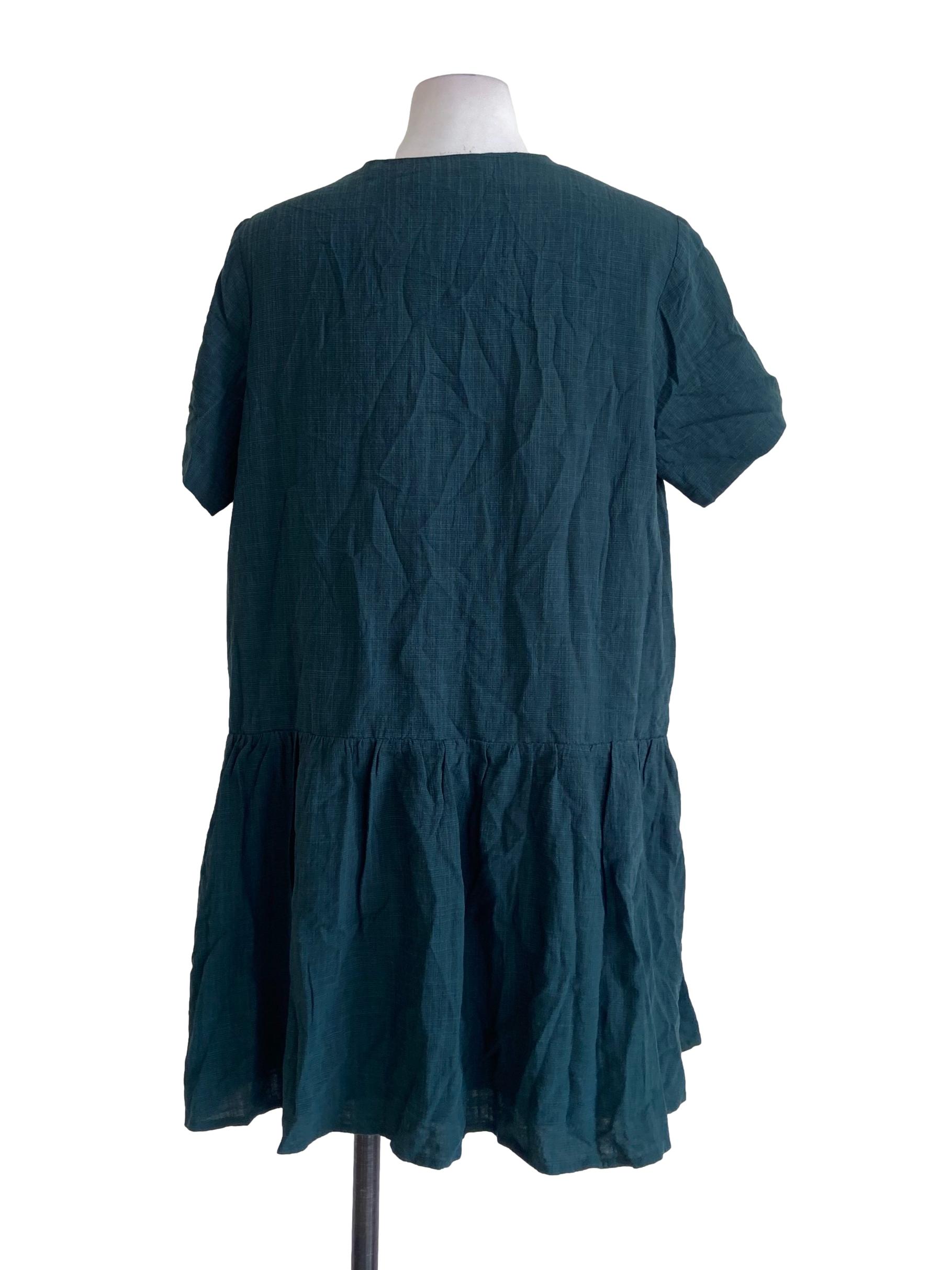 Shamrock Green Half Button Mini Dress