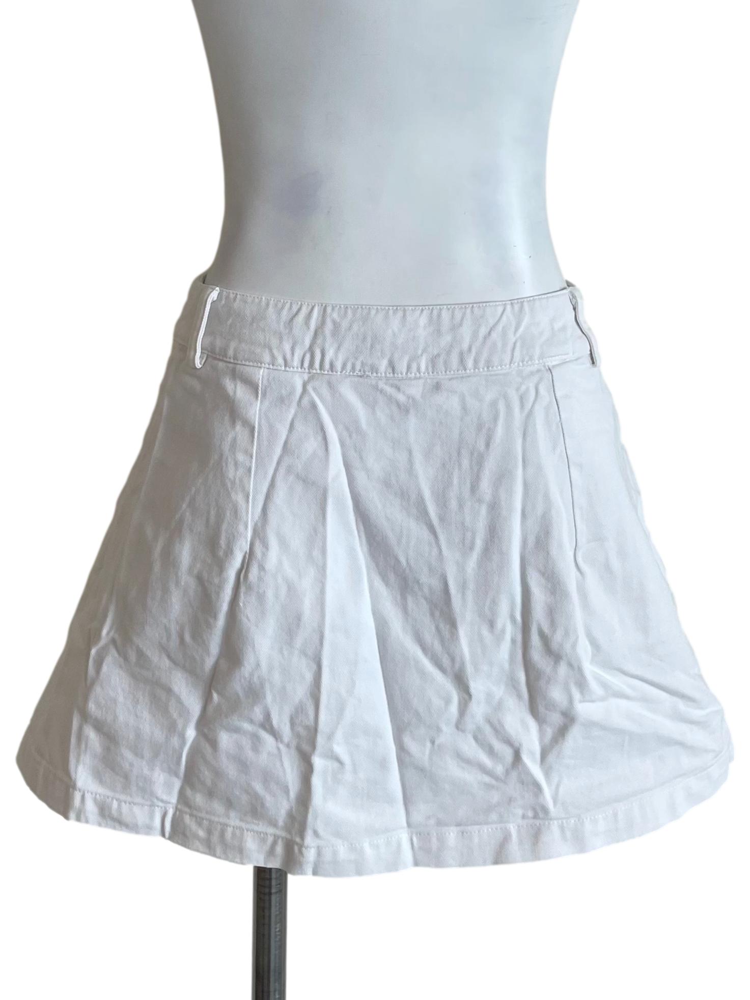 White A-Line Denim Mini Skirt