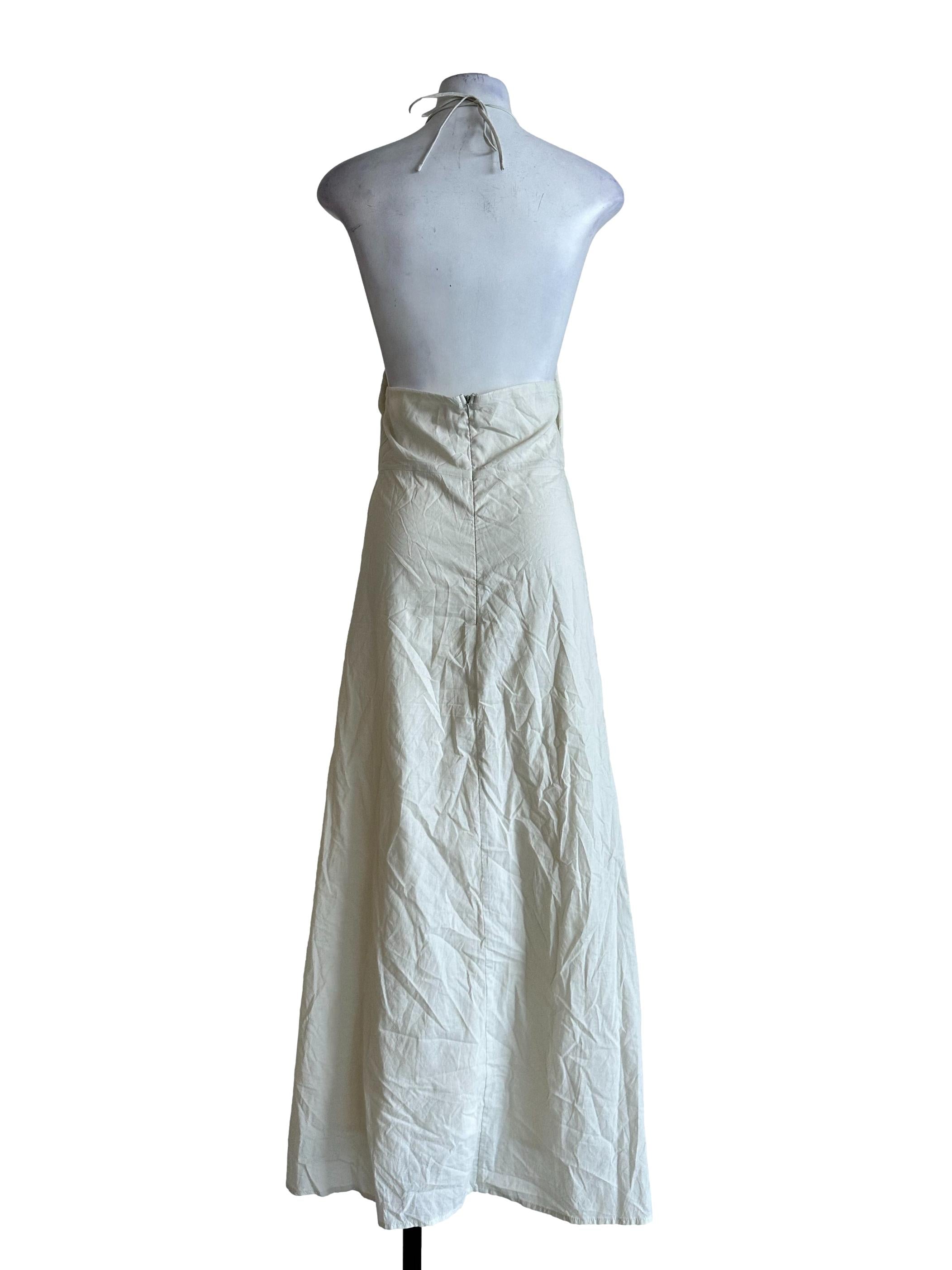 Egg Shell White Padded Halter Dress