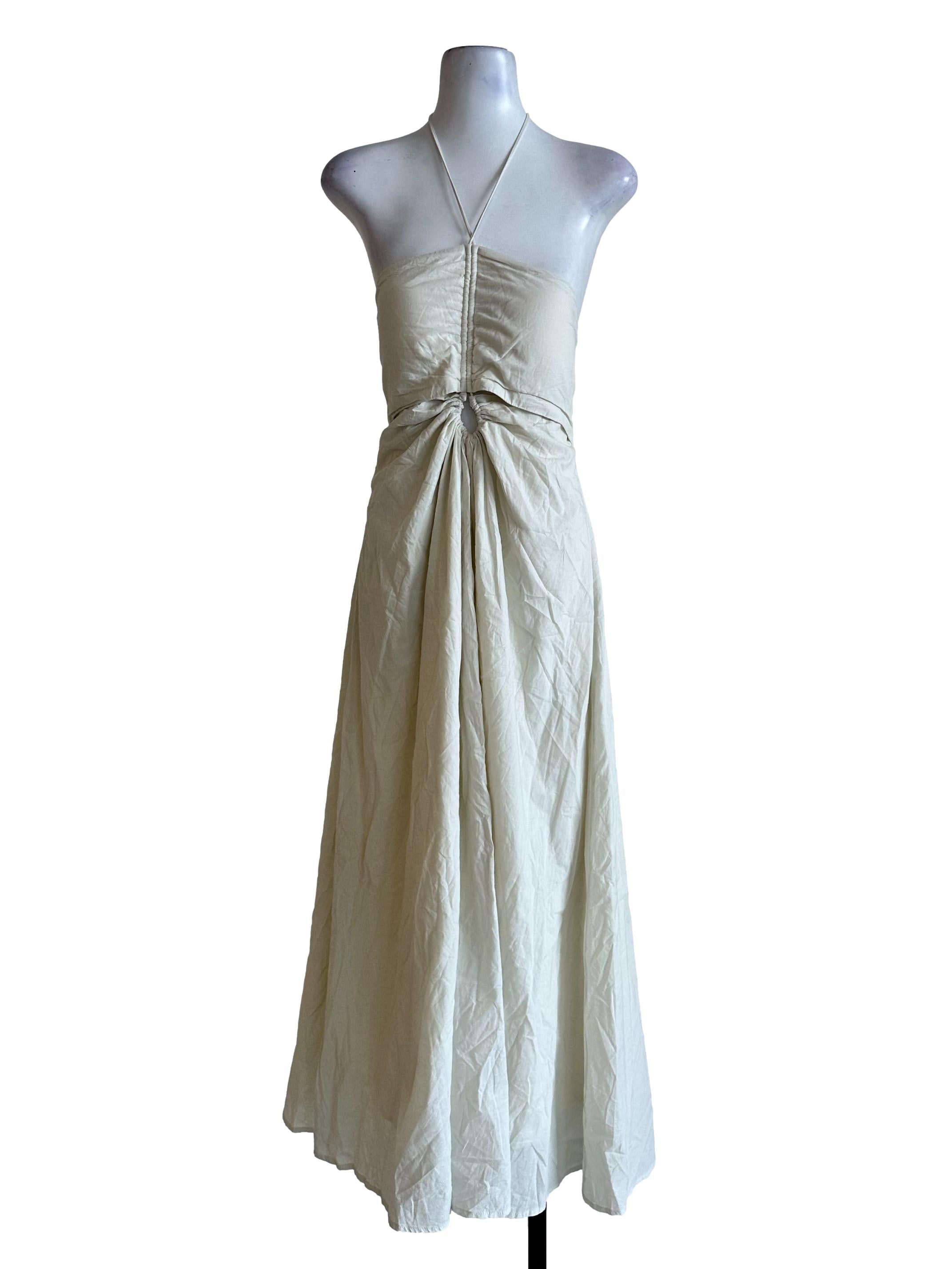 Egg Shell White Padded Halter Dress