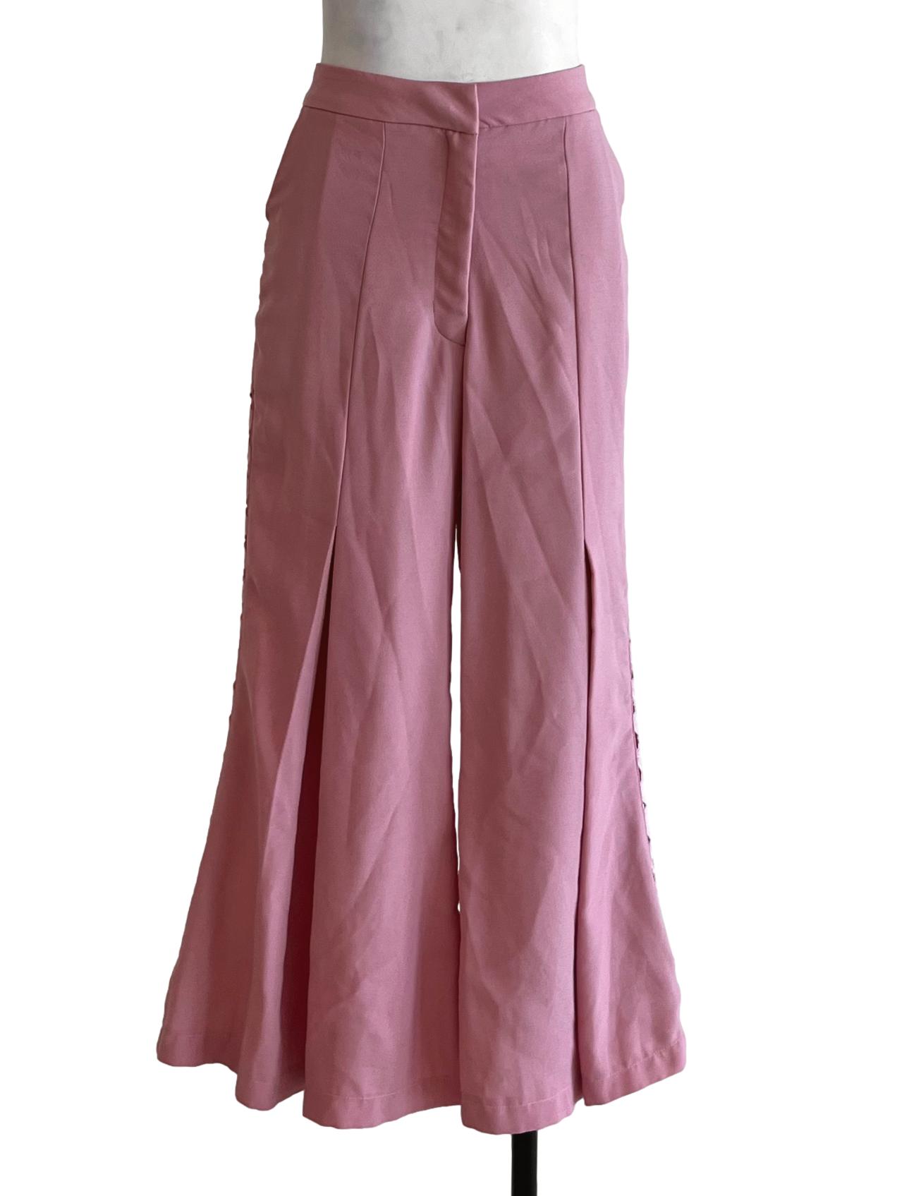 Blush Pink Plain Flared Pants