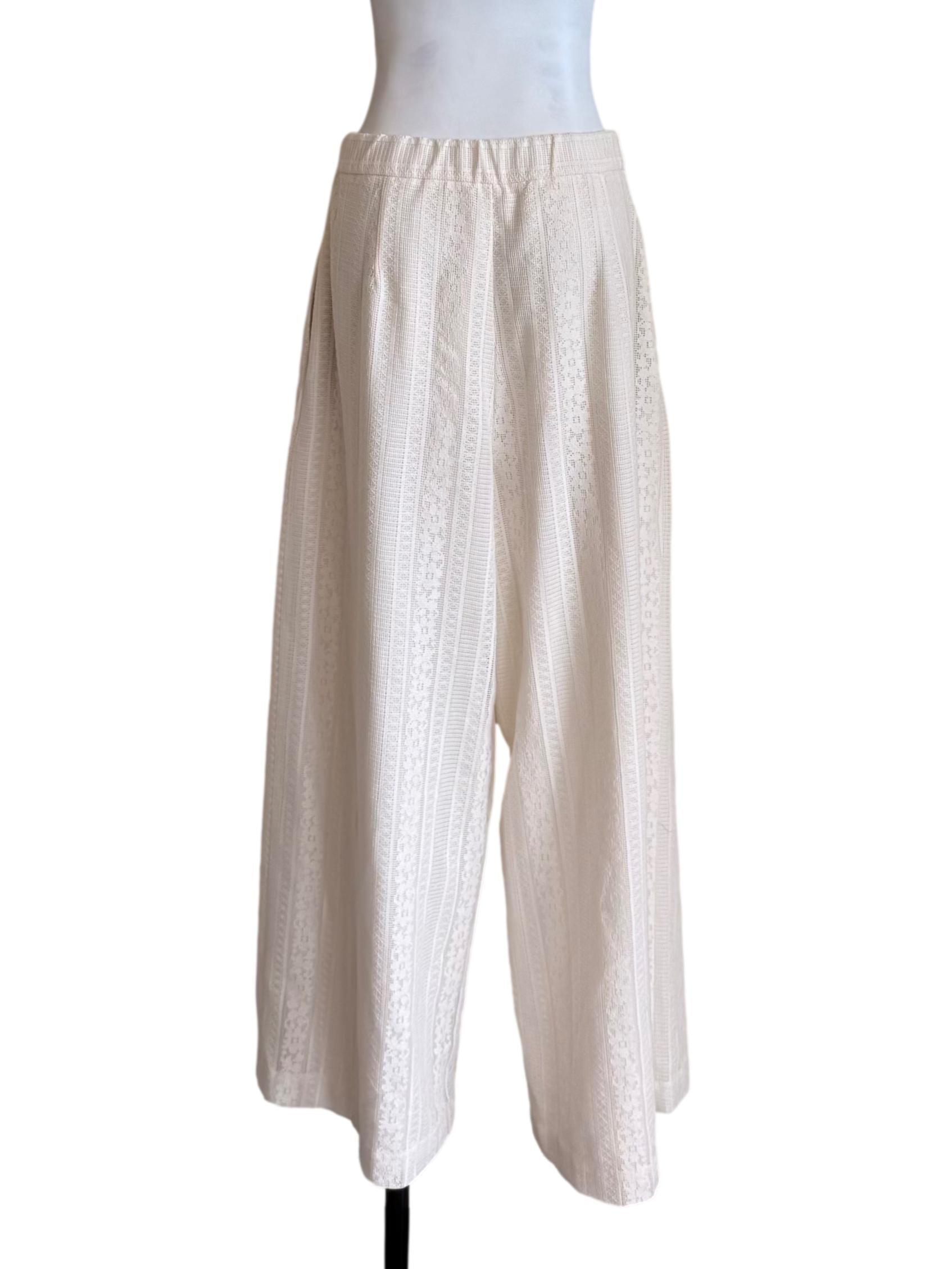 White Floral Lace Wide Leg Pants