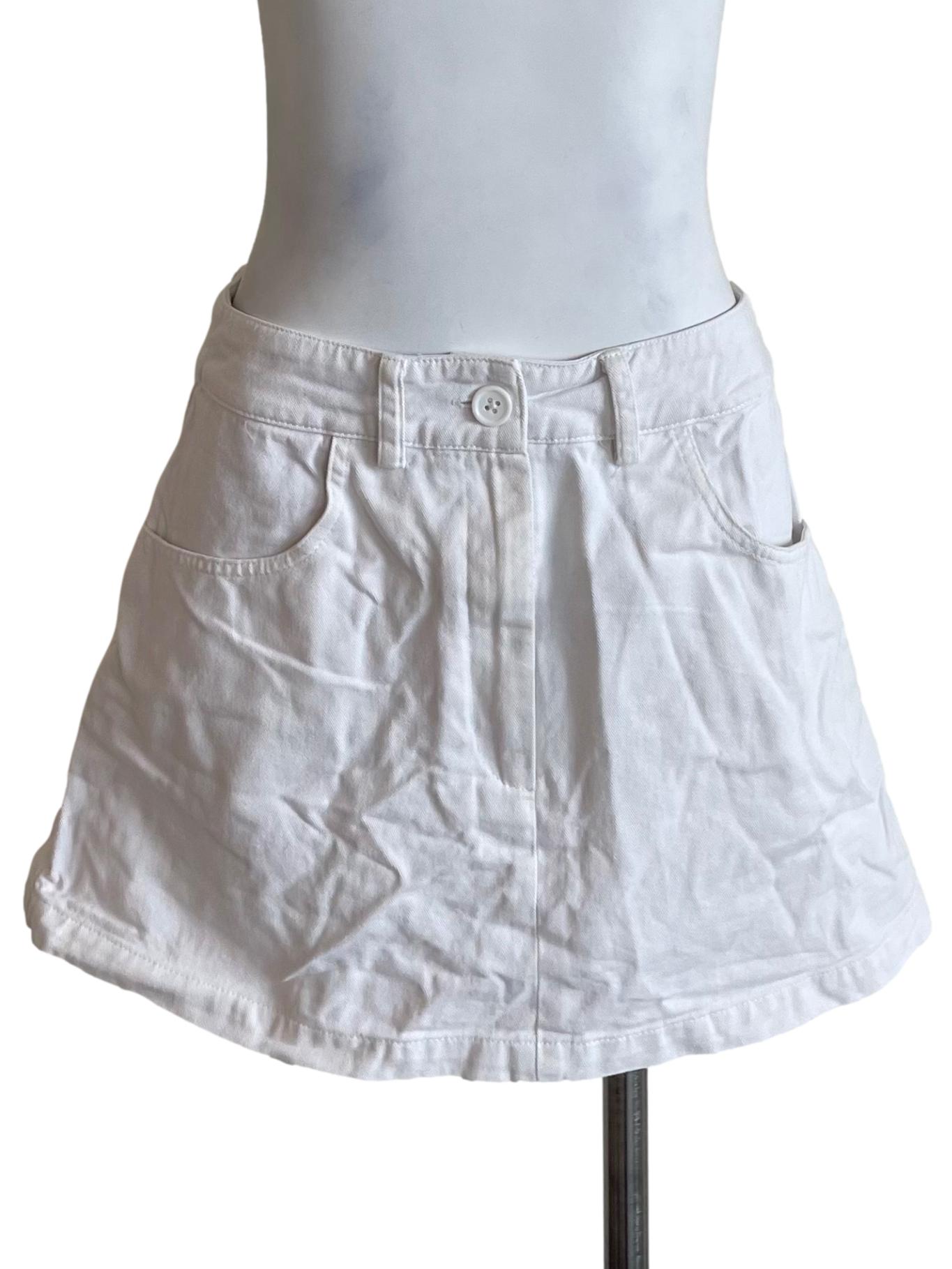 White A-Line Denim Mini Skirt