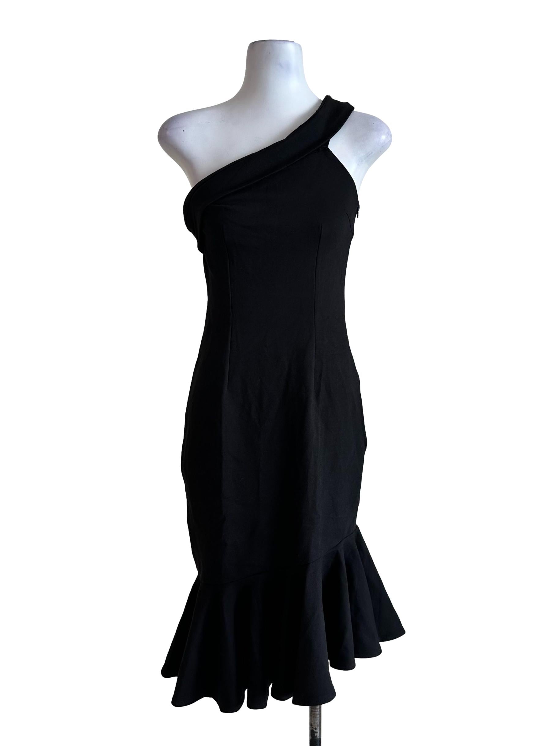 Midnight Black Asymmetric Dress
