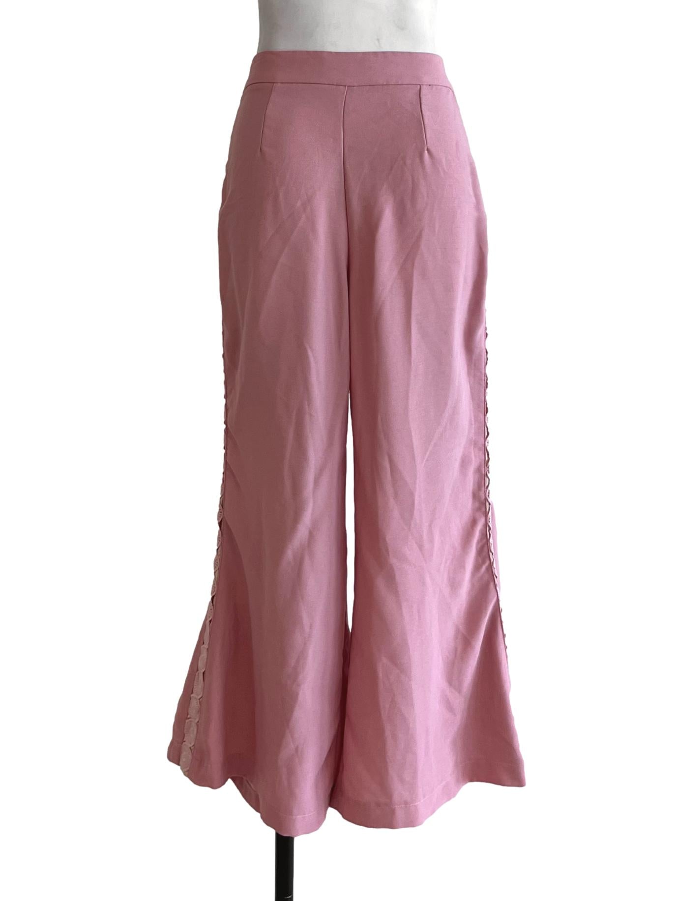Blush Pink Plain Flared Pants