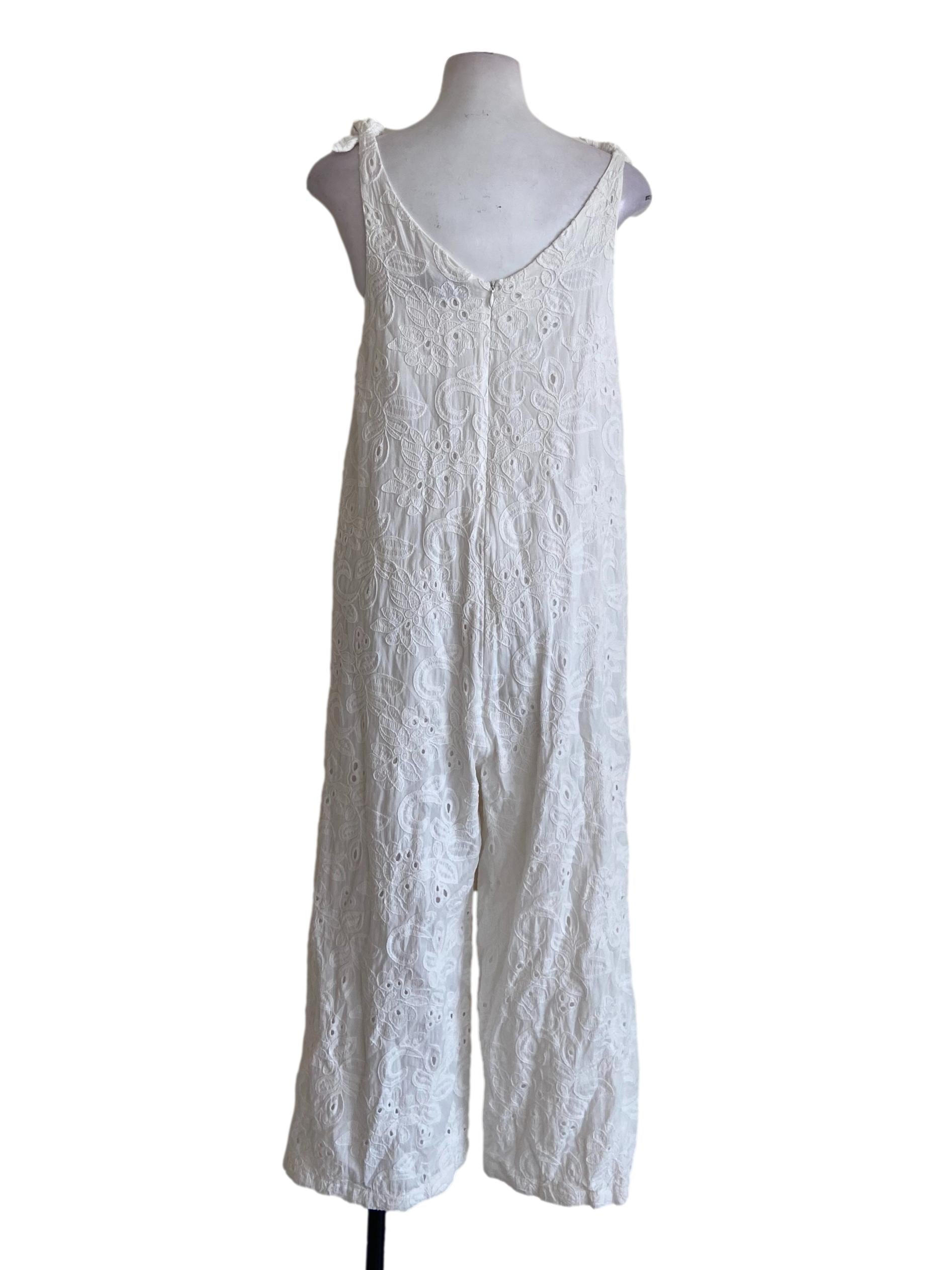 White & Floral Sleeveless Jumpsuit