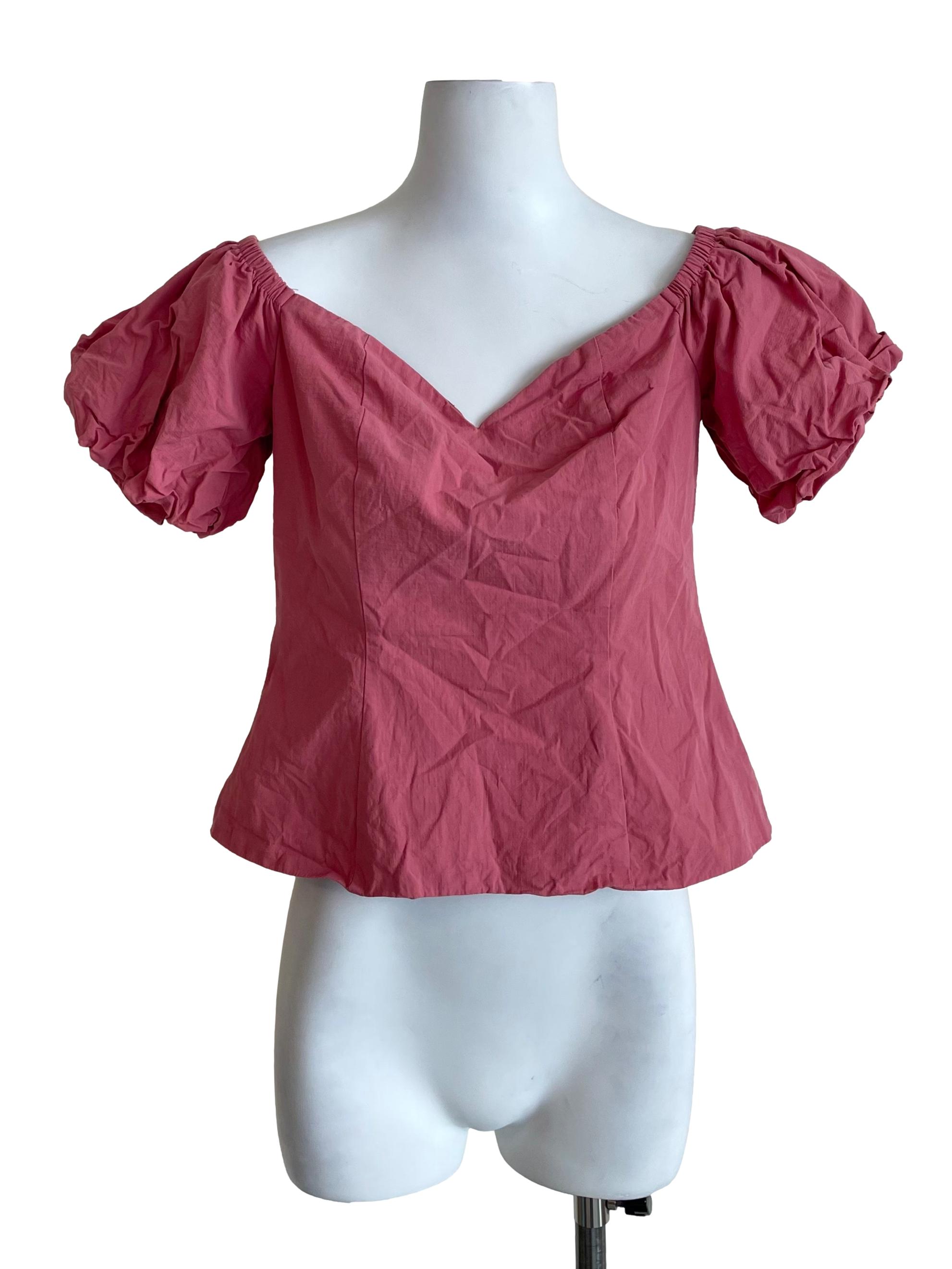 Rouge Puff Sleeves Sweetheart Top