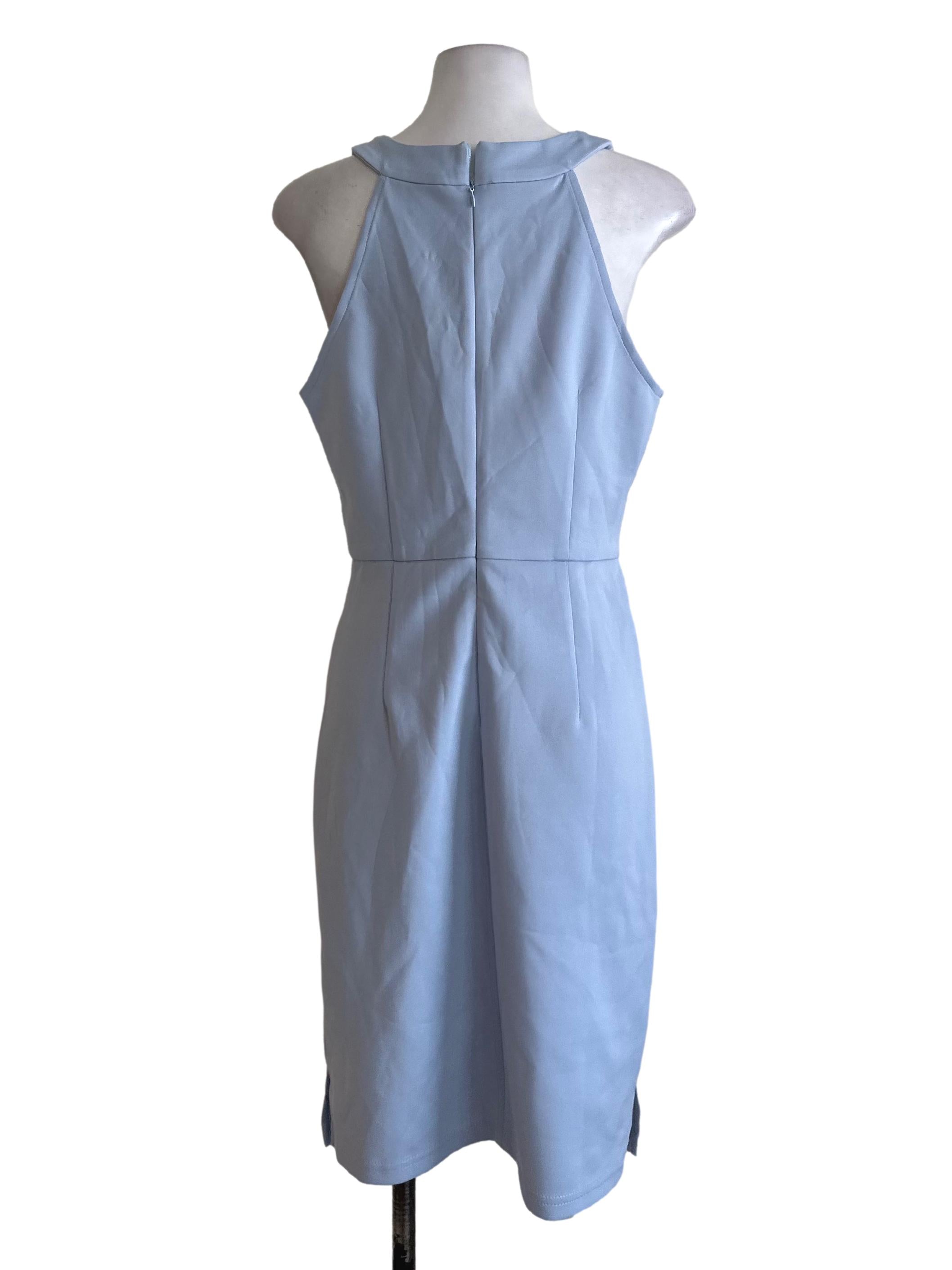 Baby Blue Round Neck Sheath Dress