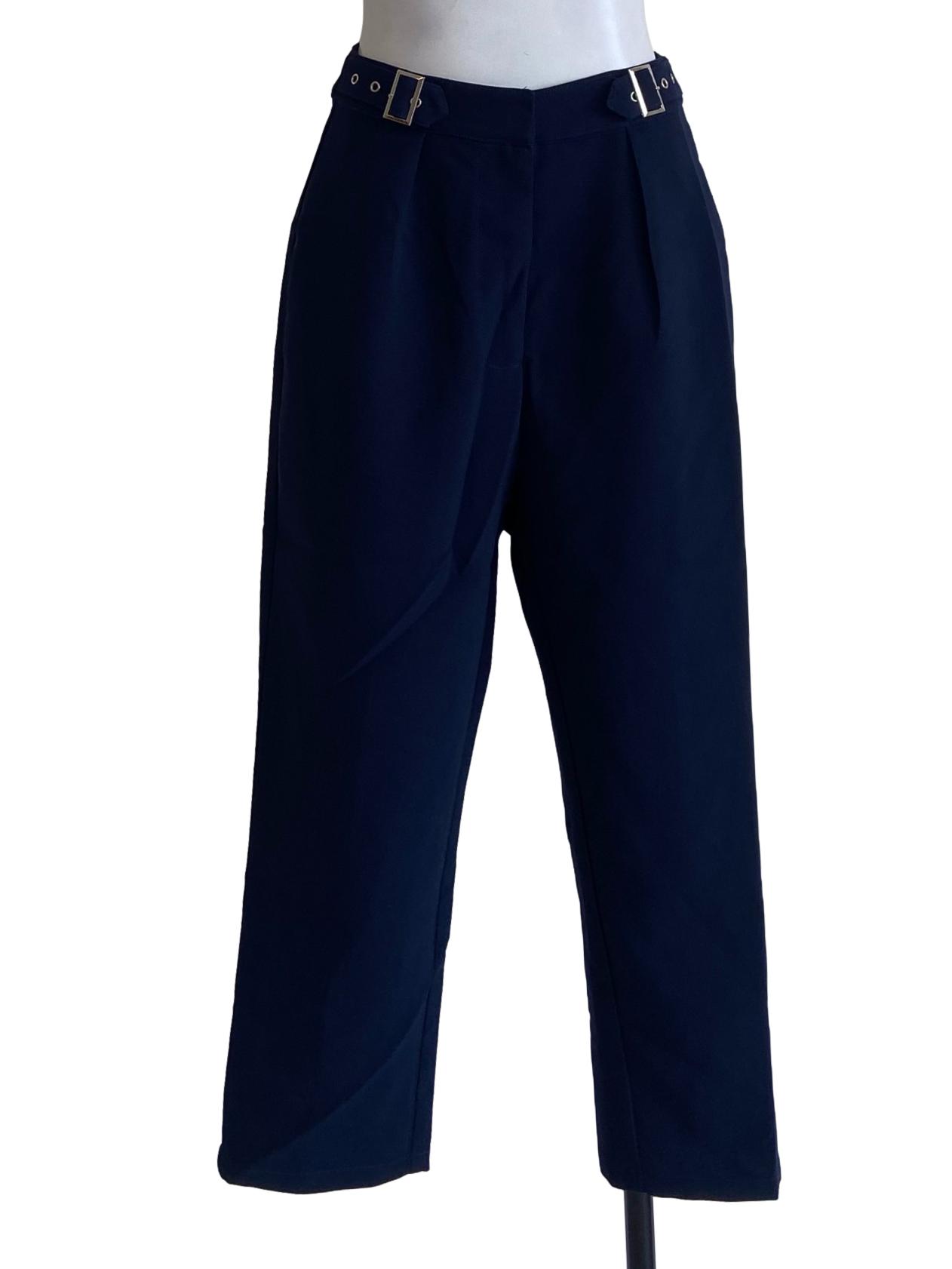 Denim Blue Pegged Formal Pants