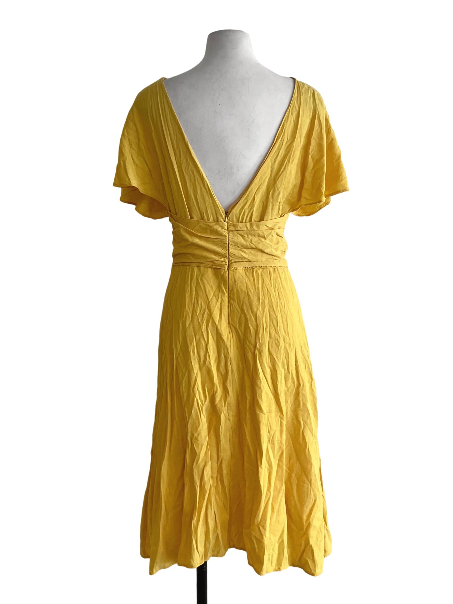 Yellow V-Neckline Empire Dress