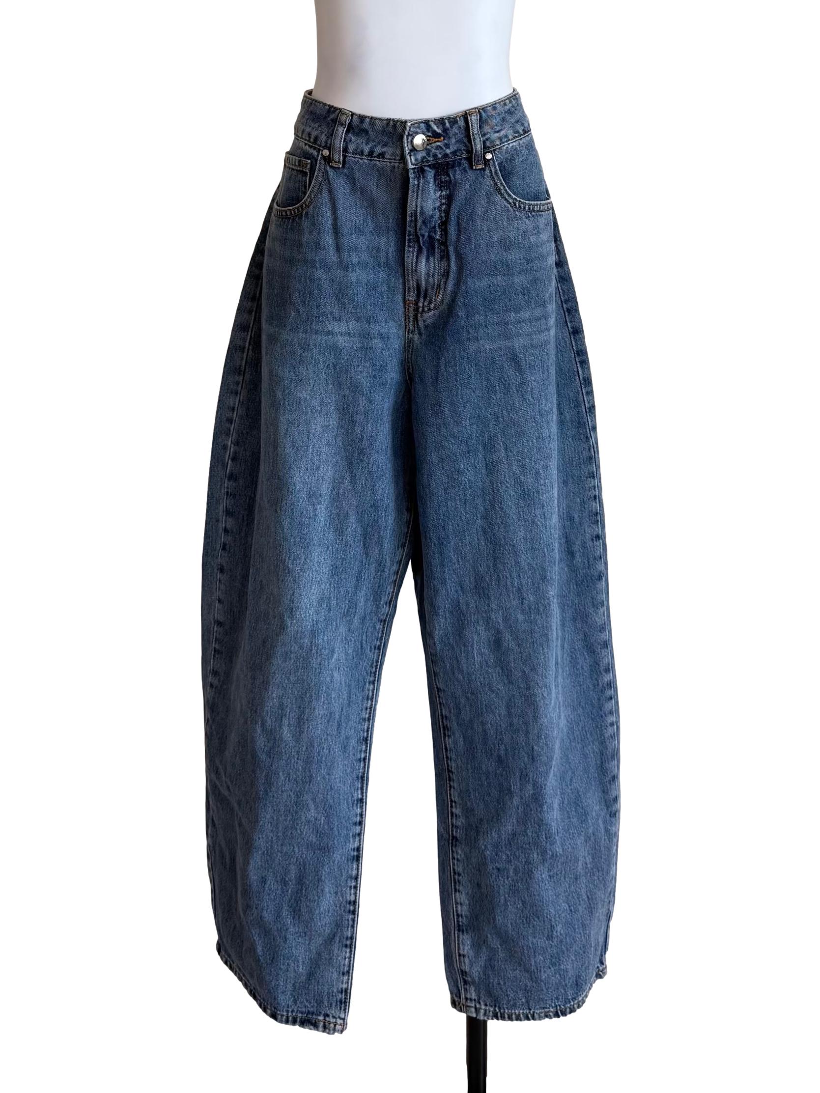 Ash Blue Washed Baggy Jeans