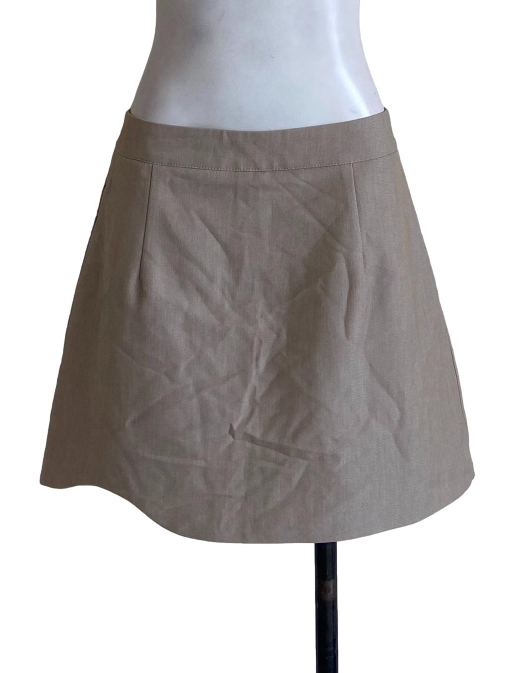 Linen Beige Herringbone Mini Skorts