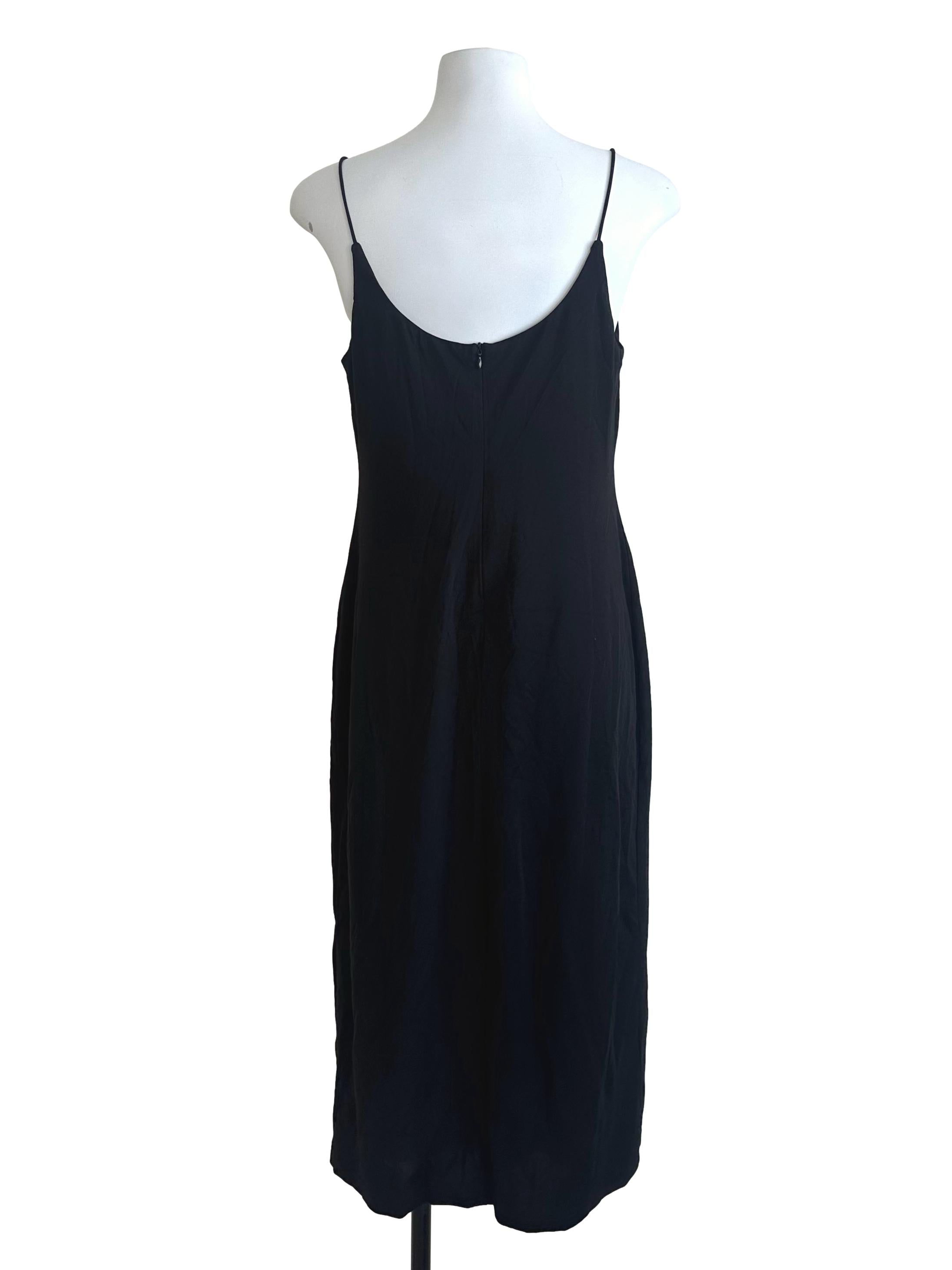 Raven Black Scoop Neck Slit Dress